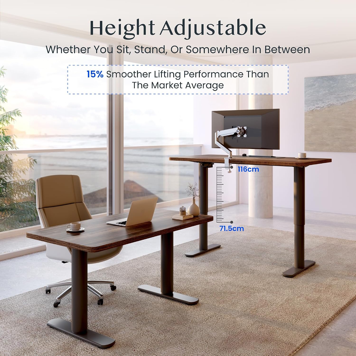 Detalle 1 de FlexiSpot CylineX Electric Standing Desk, 160 x 80 cm, Memory Presets