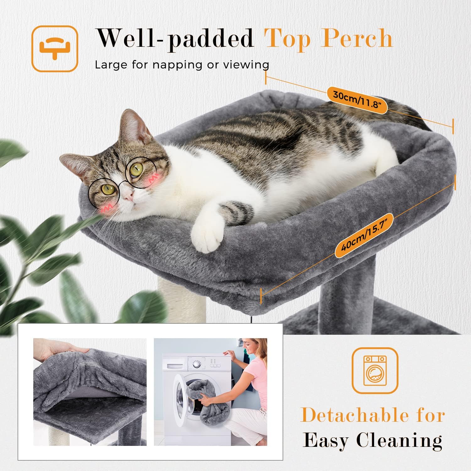 Thumbnail 1 de PETEPELA Cat Tree 90cm: Double Condos, Removable Perch and Fully Wrapped Scratching Posts