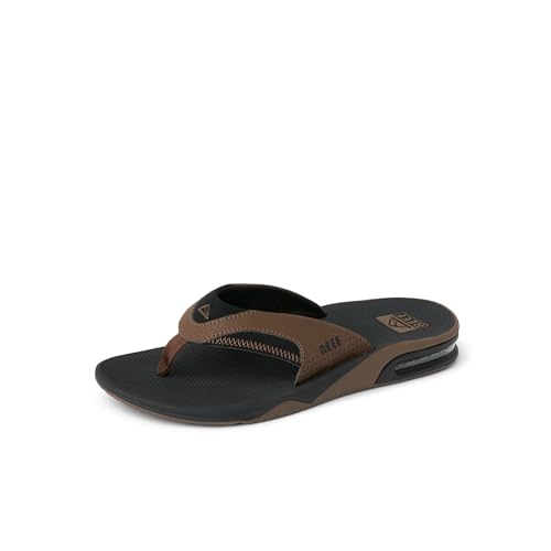 Detalle de Reef Fanning Men's Sandals (Black and Tan, UK 10) – Practical warmth with a cheeky bottle opener