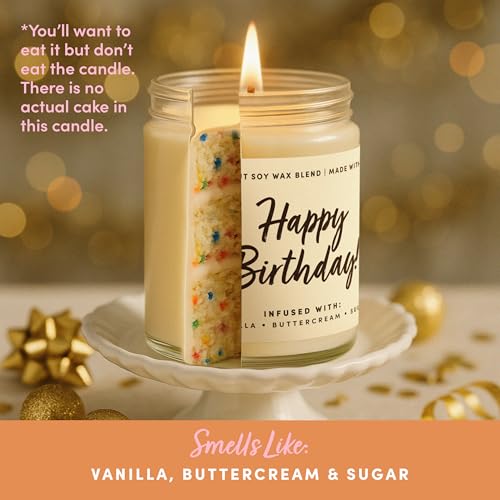 Detalle de Happy Birthday Candle for Women by WAX & WIT — Vanilla Buttercream Cake Soy Candle, 9oz