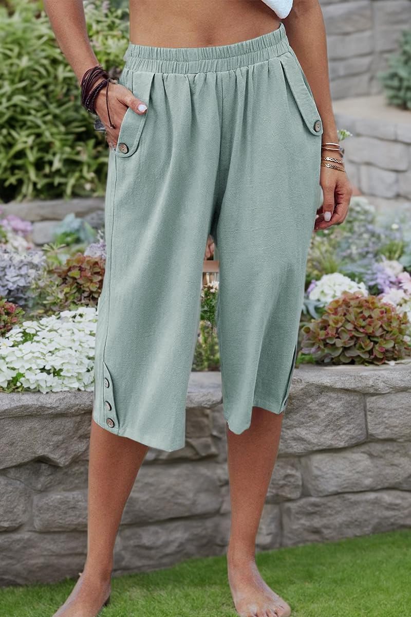 Thumbnail 4 de Veatzaer Women’s Elastic Waist 3/4 Capri Harem Pants with Pockets (S–XXL)