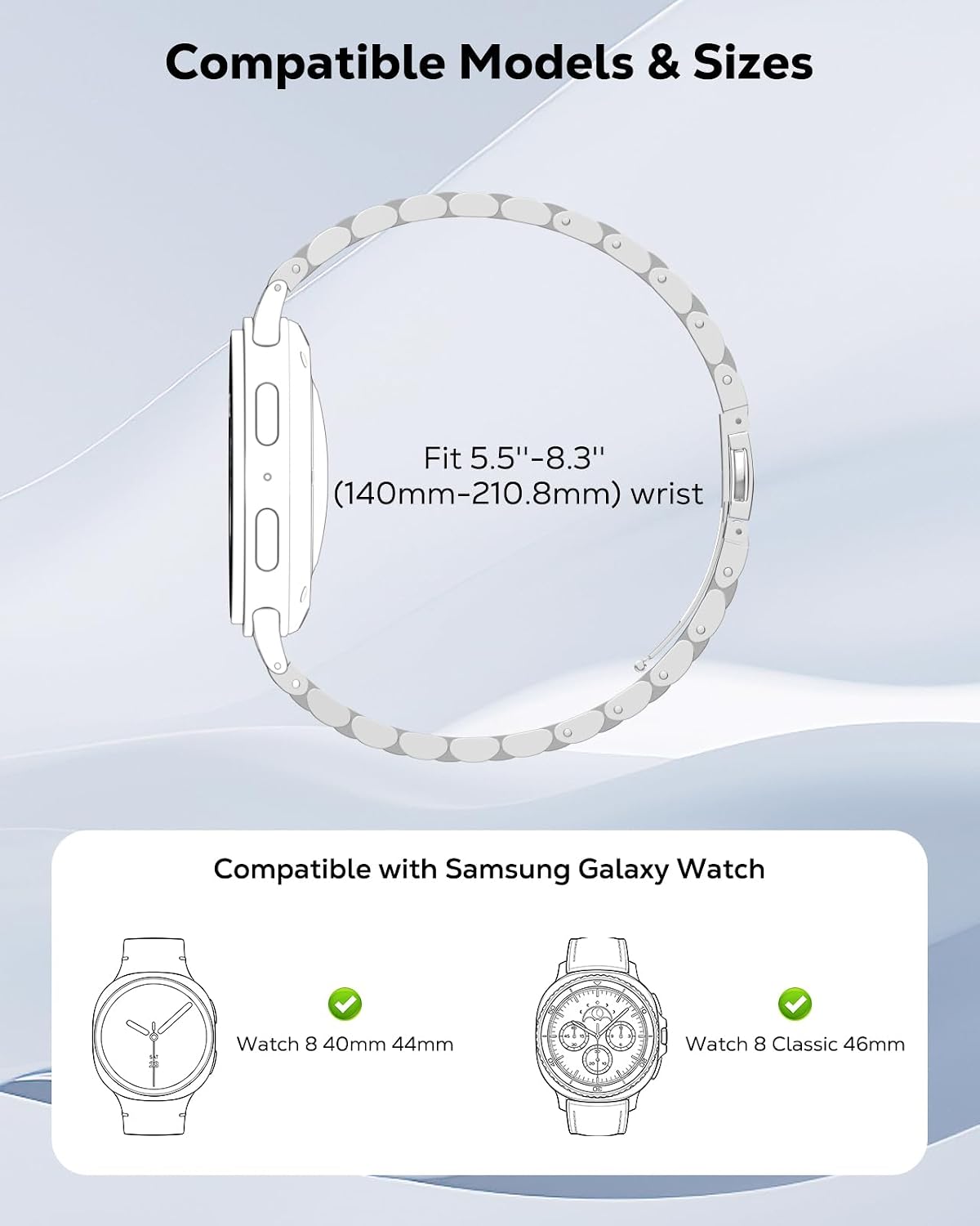 Detalle de MoKo Bracelet Fin en Métal pour Samsung Galaxy Watch 8 / Classic – Acier inoxydable, bracelet interchangeable pour femme
