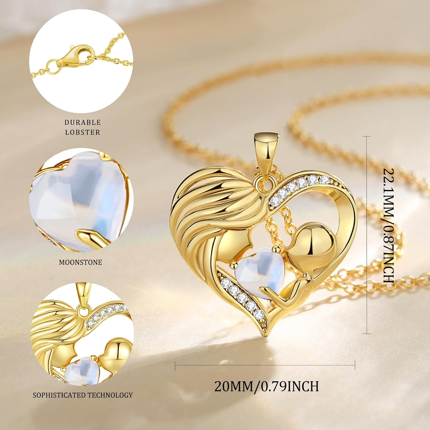 Thumbnail 1 de FANCIME Mama Kette Damen – 925er Sterling Silber Herz-Anhänger mit Geburtsstein Juni