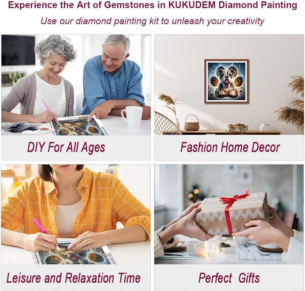 Detalle de KUKUDEM Dog Diamond Painting Kit, 12×12-inch
