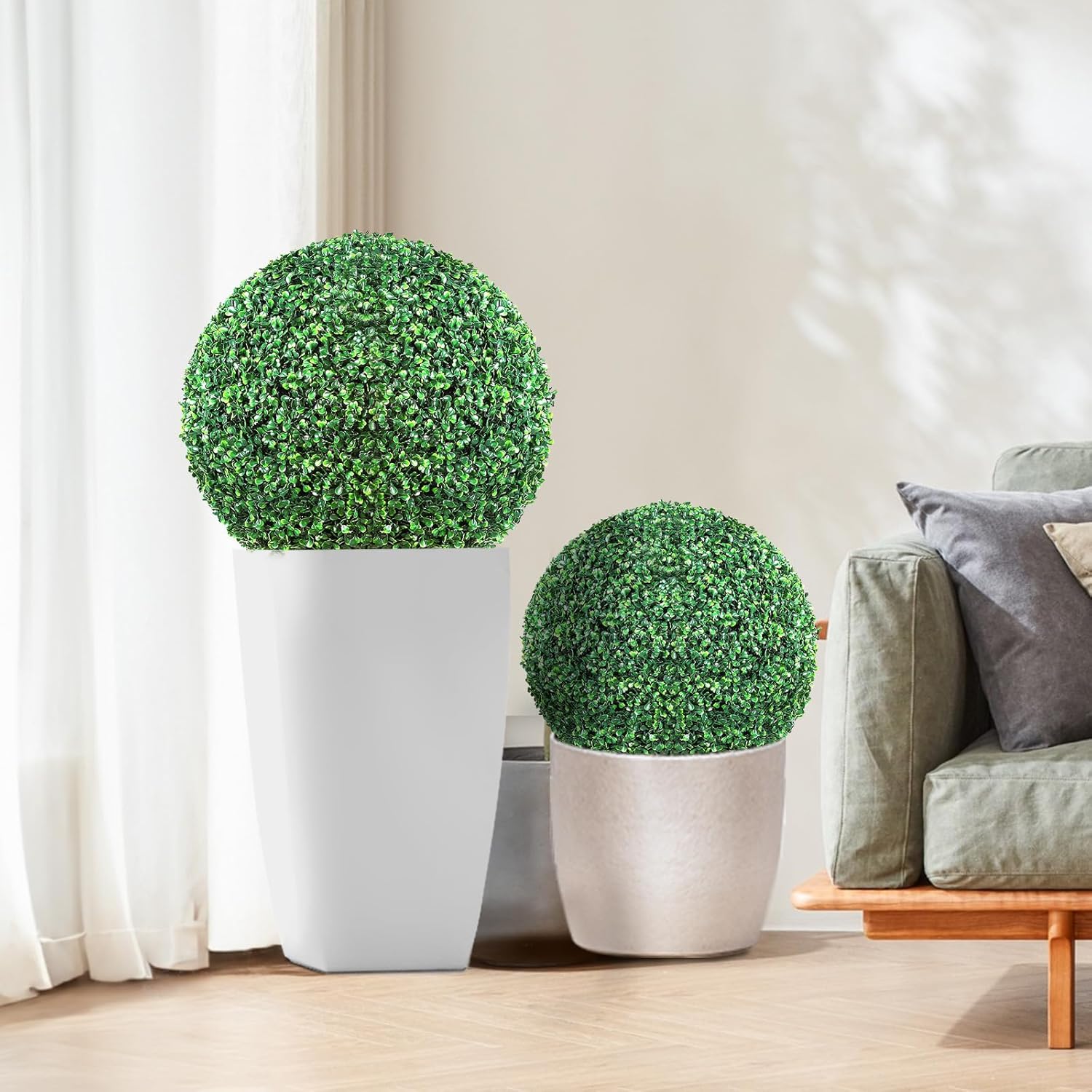 Thumbnail 1 de VEVOR Boule de buis topiaire artificielle 406 mm (lot de 2) avec feuilles remplaçables et papillons décoratifs