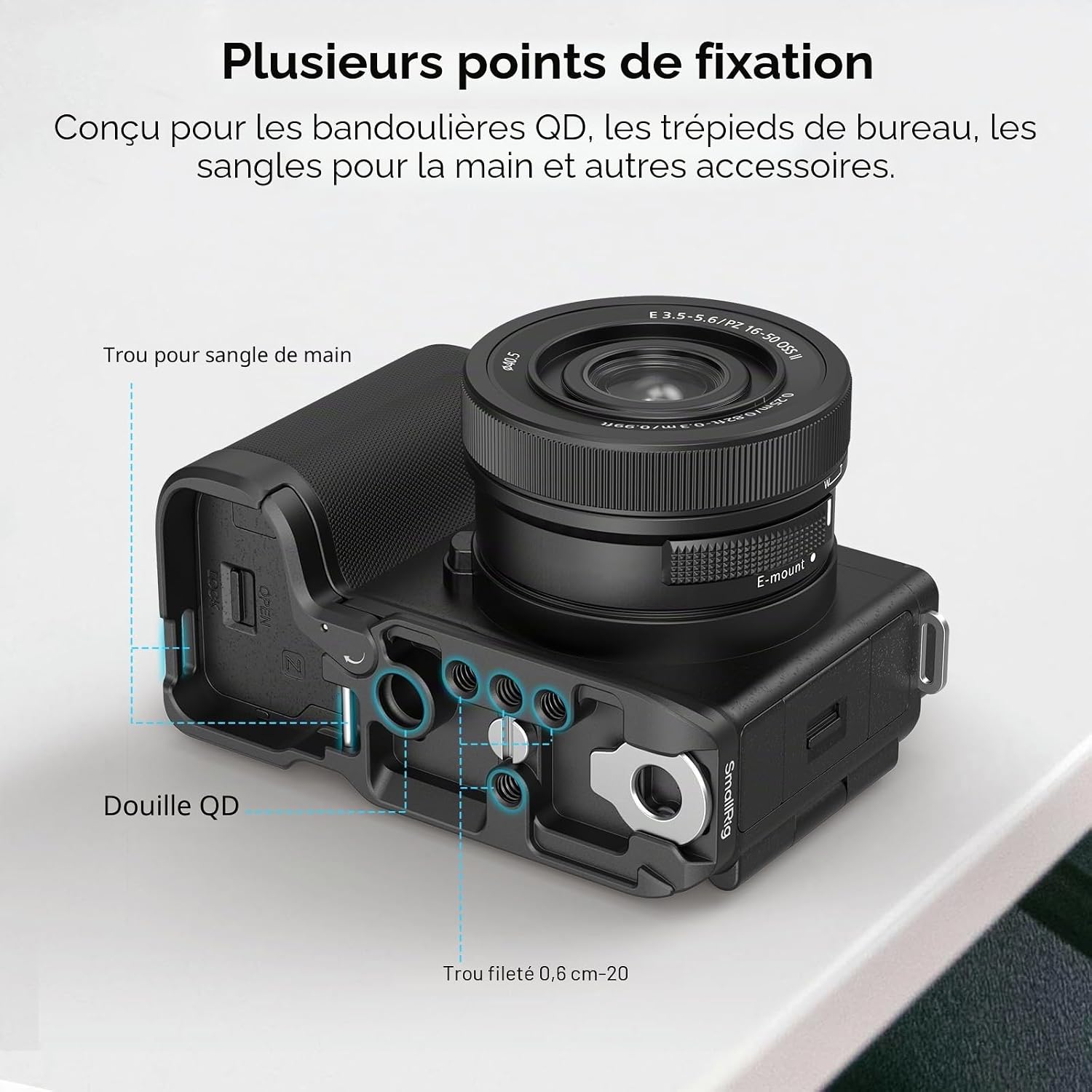 Detalle 2 de SmallRig plaque de base pour Sony ZV-E10 II – montage inférieur avec plaque à dégagement rapide Arca