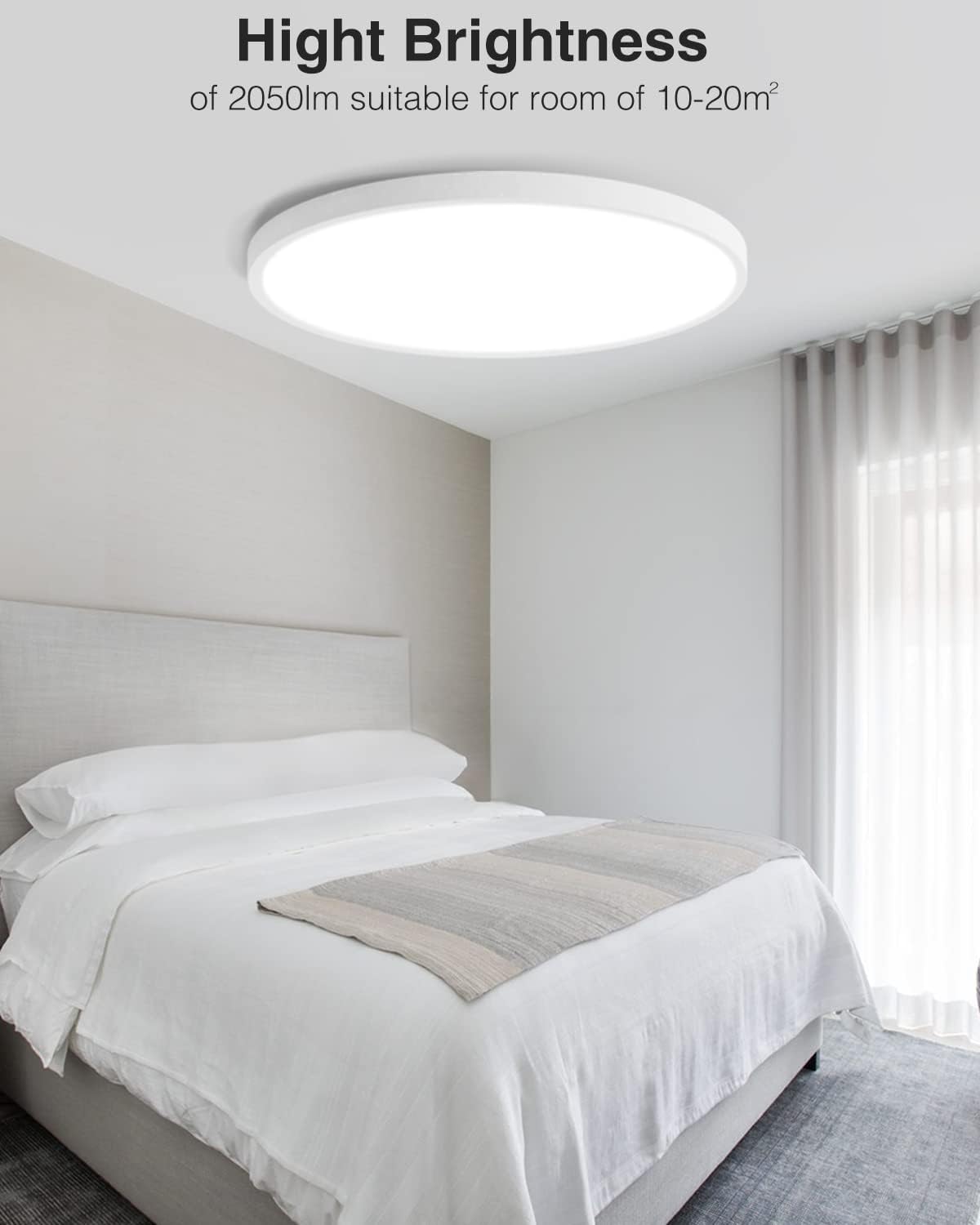 Thumbnail 5 de Slochi 2 Pack Bathroom Ceiling Lights – Ultra-Thin 2050LM Round LED Flush Mount (Ø22cm, 6500K, 150W Equivalent) waterproof