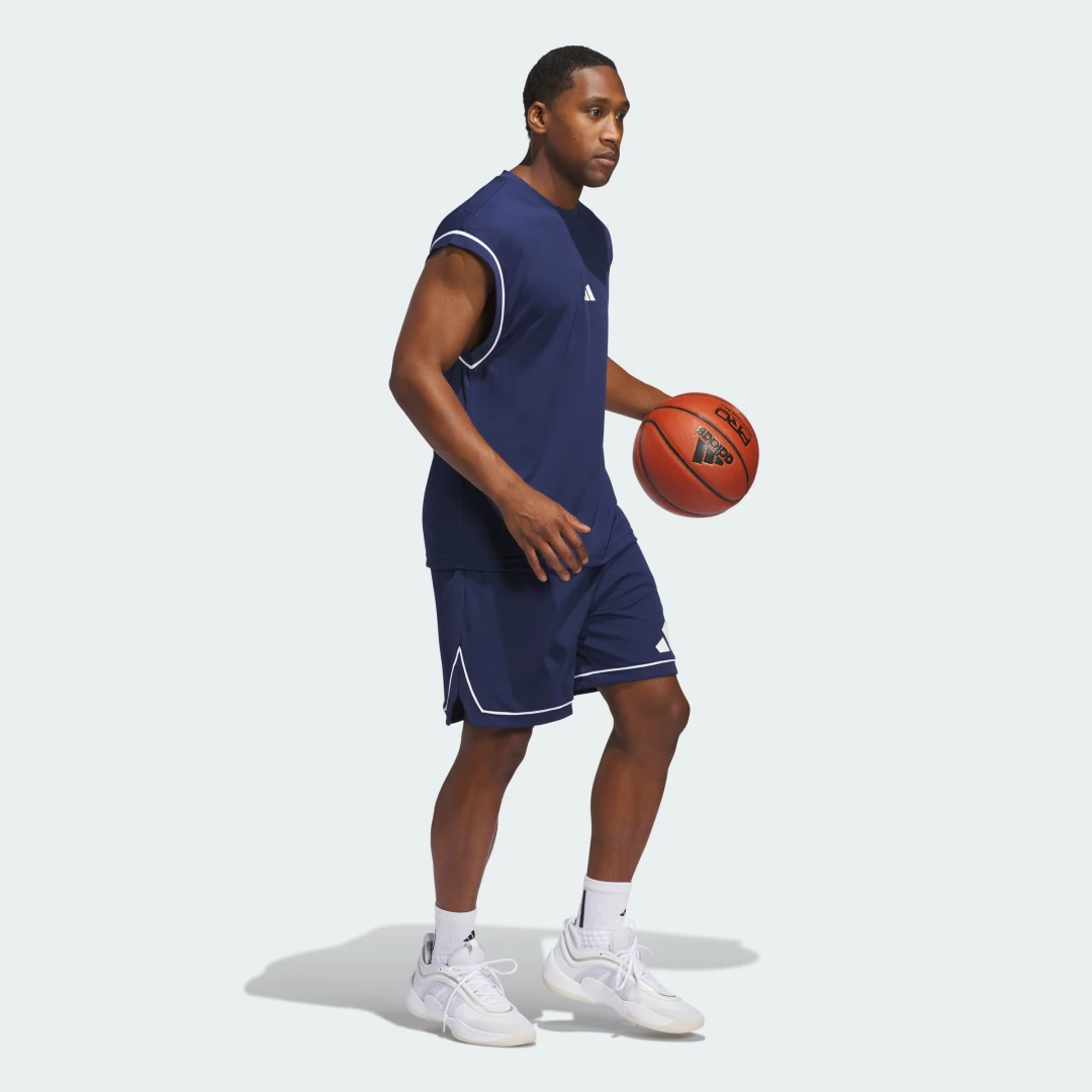 Detalle de Camiseta sin mangas adidas Basketball All-World (Azul) – una opción práctica para entrenar y jugar