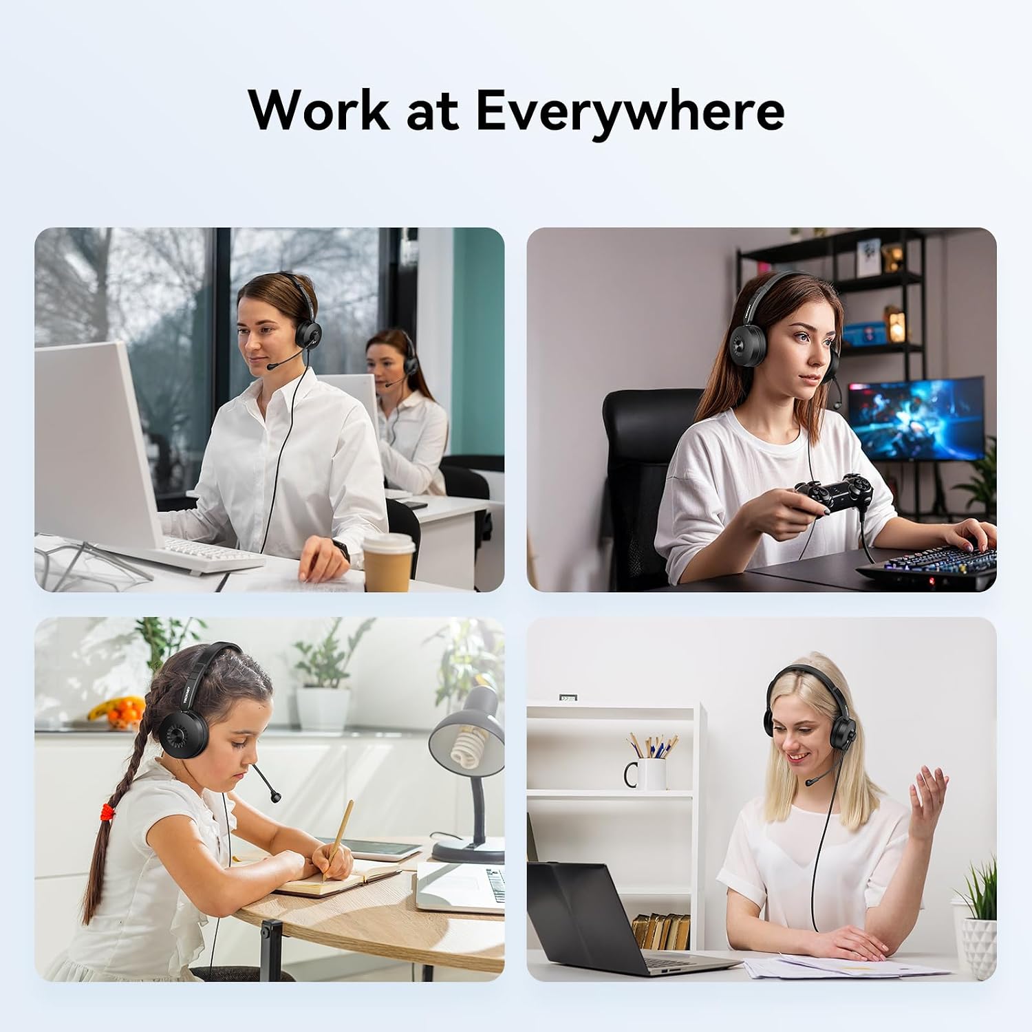 Thumbnail 5 de TECKNET USB Headset with Microphone Noise Cancelling – Plug-and-Play Wired PC Headset