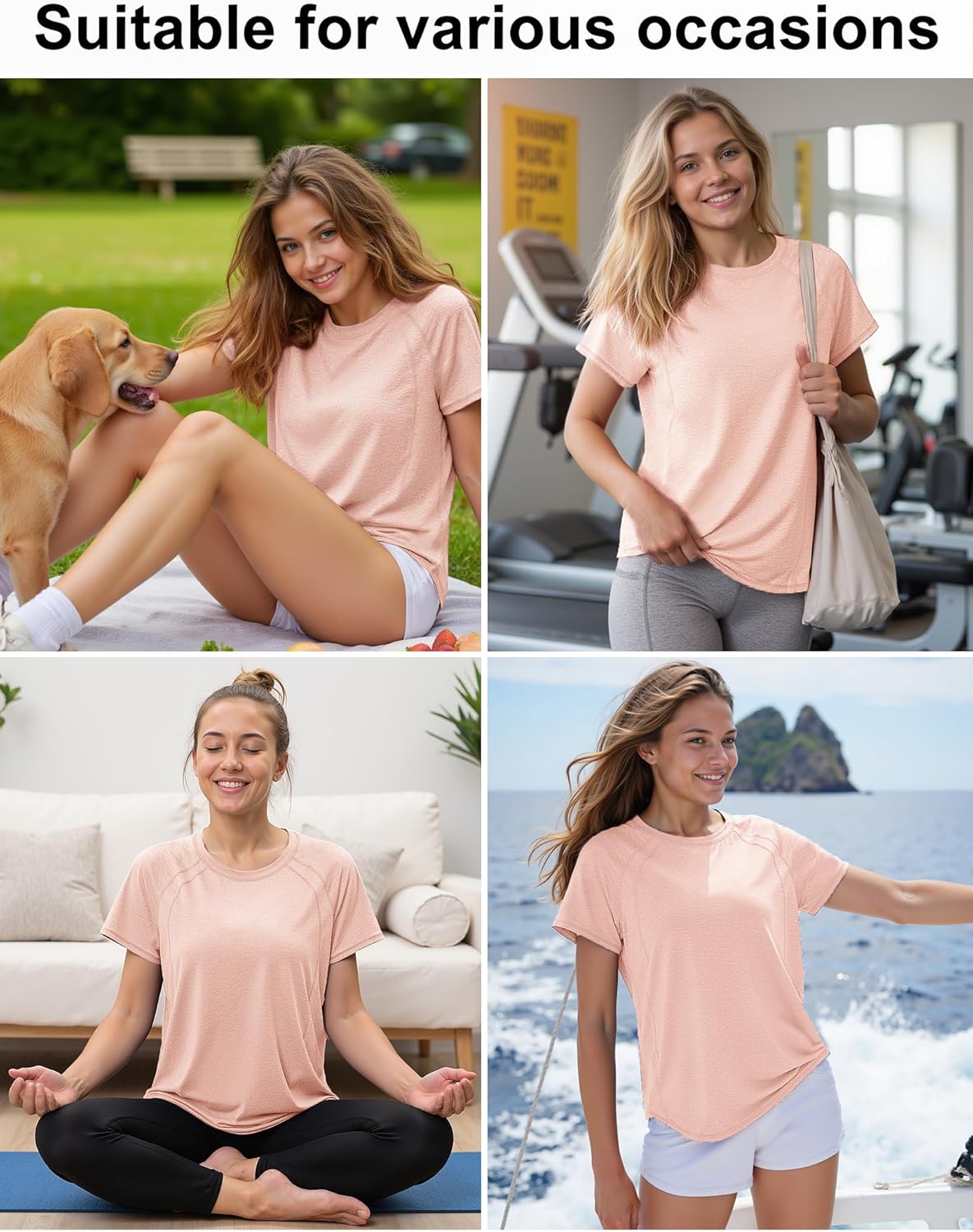 Detalle de Gyabnw UV-Schutz Funktionsshirt Damen – atmungsaktives Kurzarm-Sportshirt für Laufen, Wandern und Yoga