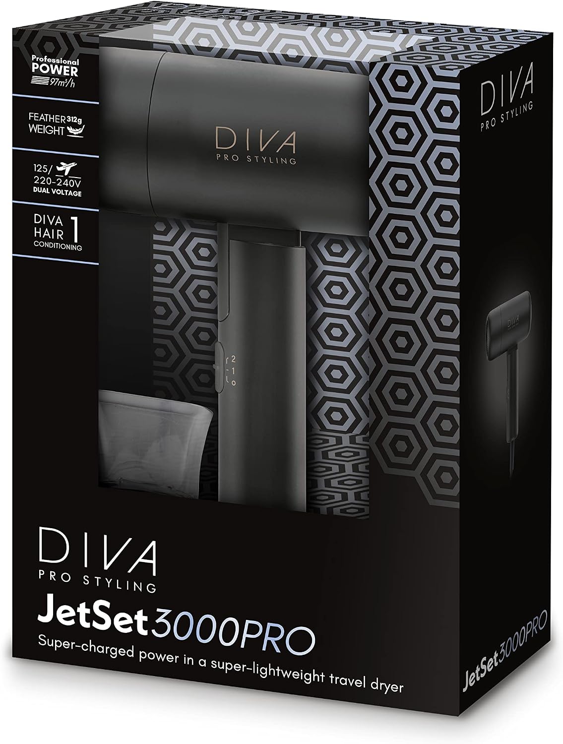 Detalle 2 de Diva Pro Styling Jet Set 3000 Pro – składana suszarka podróżna 1600 W