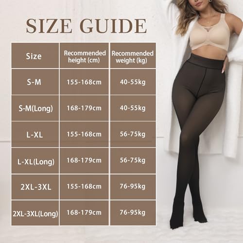 Detalle 2 de DIKER Collant polaire femme à effet transparent, taille haute et doublure douce