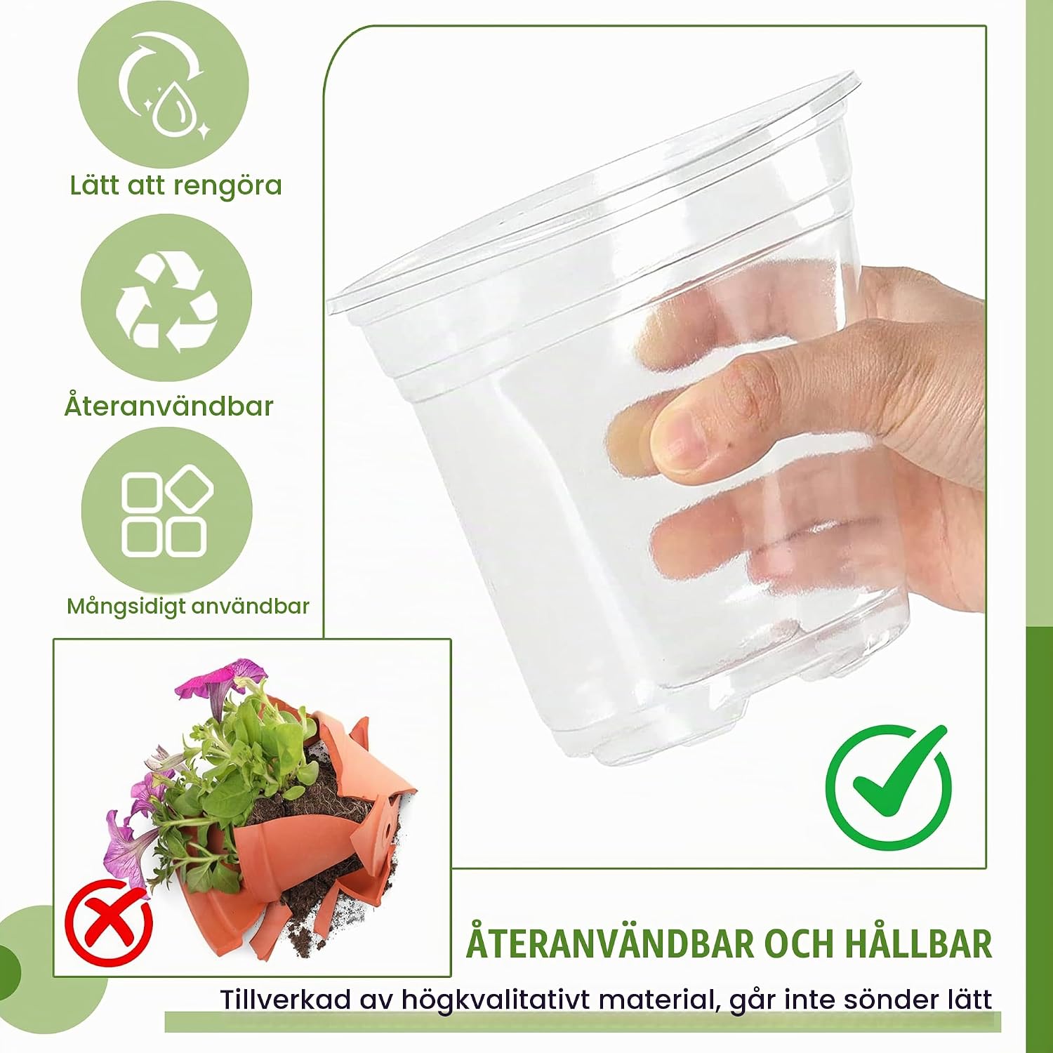 Detalle 1 de FxlStelrion odlingskrukor Ø10 cm med fuktighetslock, dränering och etiketter