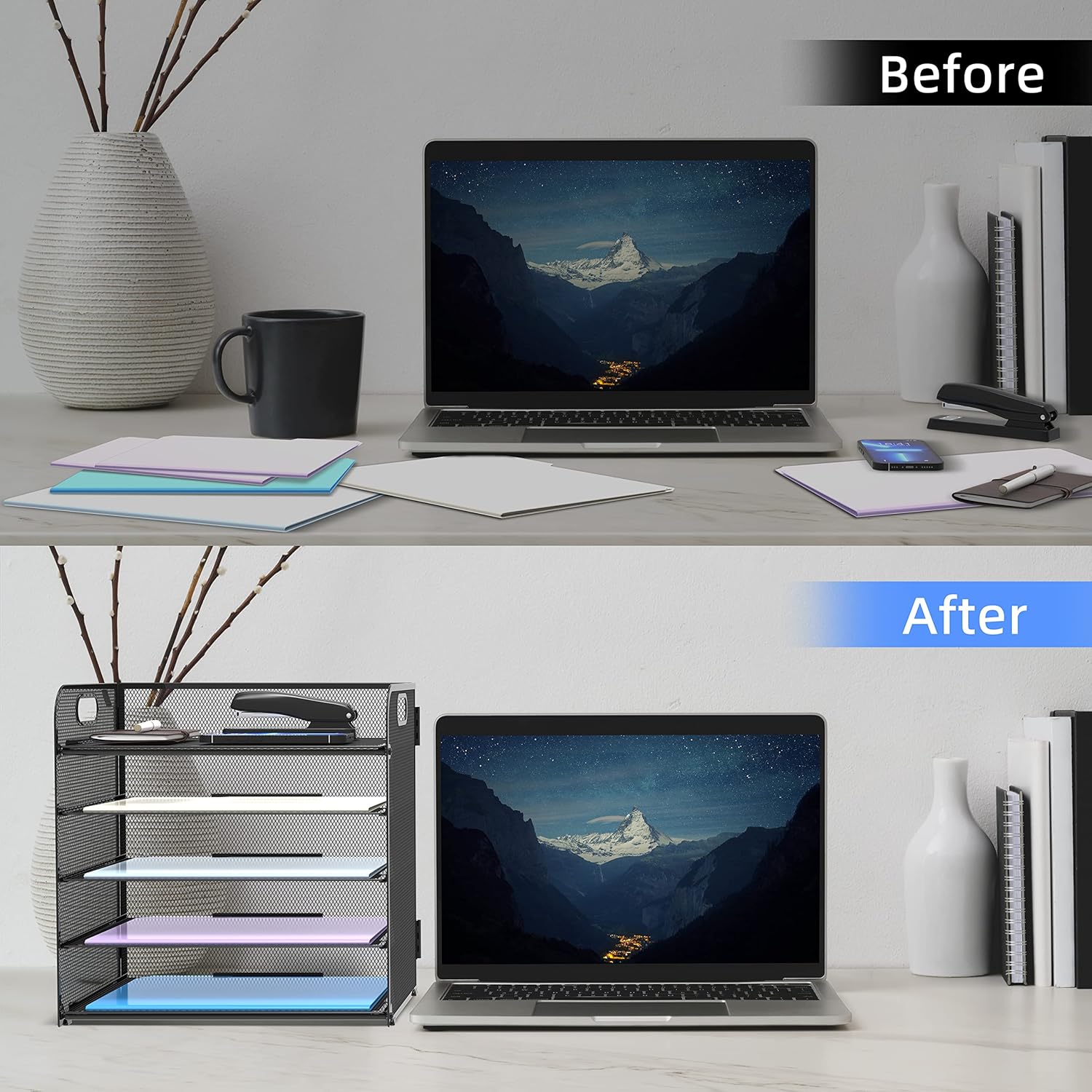 Detalle 2 de SUPEASY 5 Trays Paper Organizer with Handle