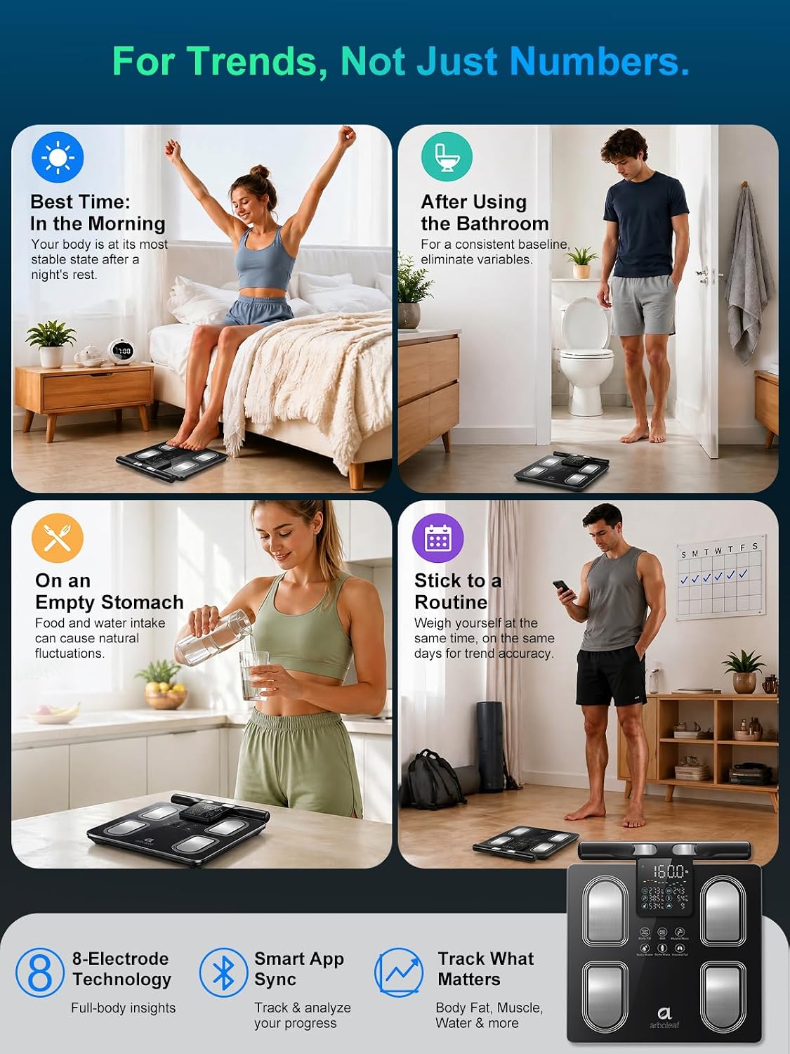 Thumbnail 6 de arboleaf CS10P Smart Body Composition Scale, 8 Electrodes, 5.3-Inch Display