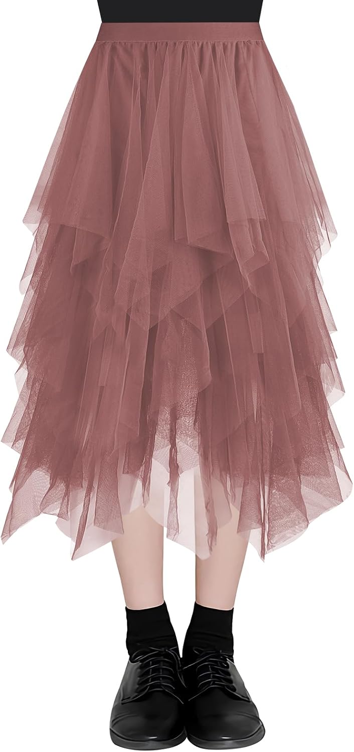 Detalle de AUYAO 4553886 tule rok voor dames, hoge taille en gelaagde mesh