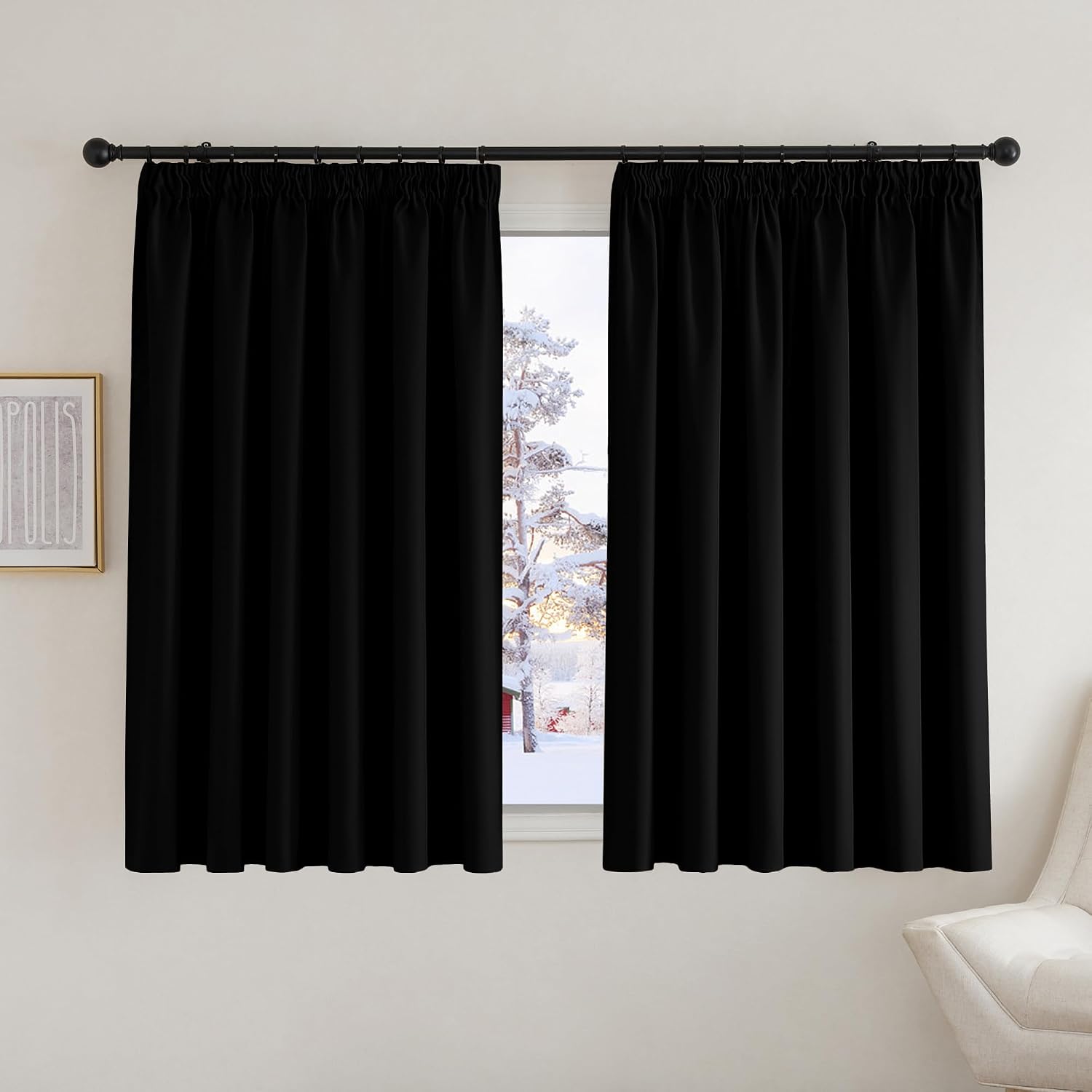 Detalle de PONY DANCE Black Blackout Curtains 90x54 in
