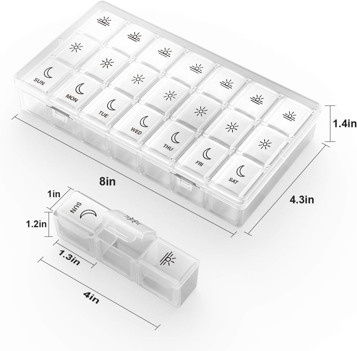 Detalle 2 de BUG HULL E-348-3 Weekly Pill Organizer, 3-Times-Daily, White Plastic