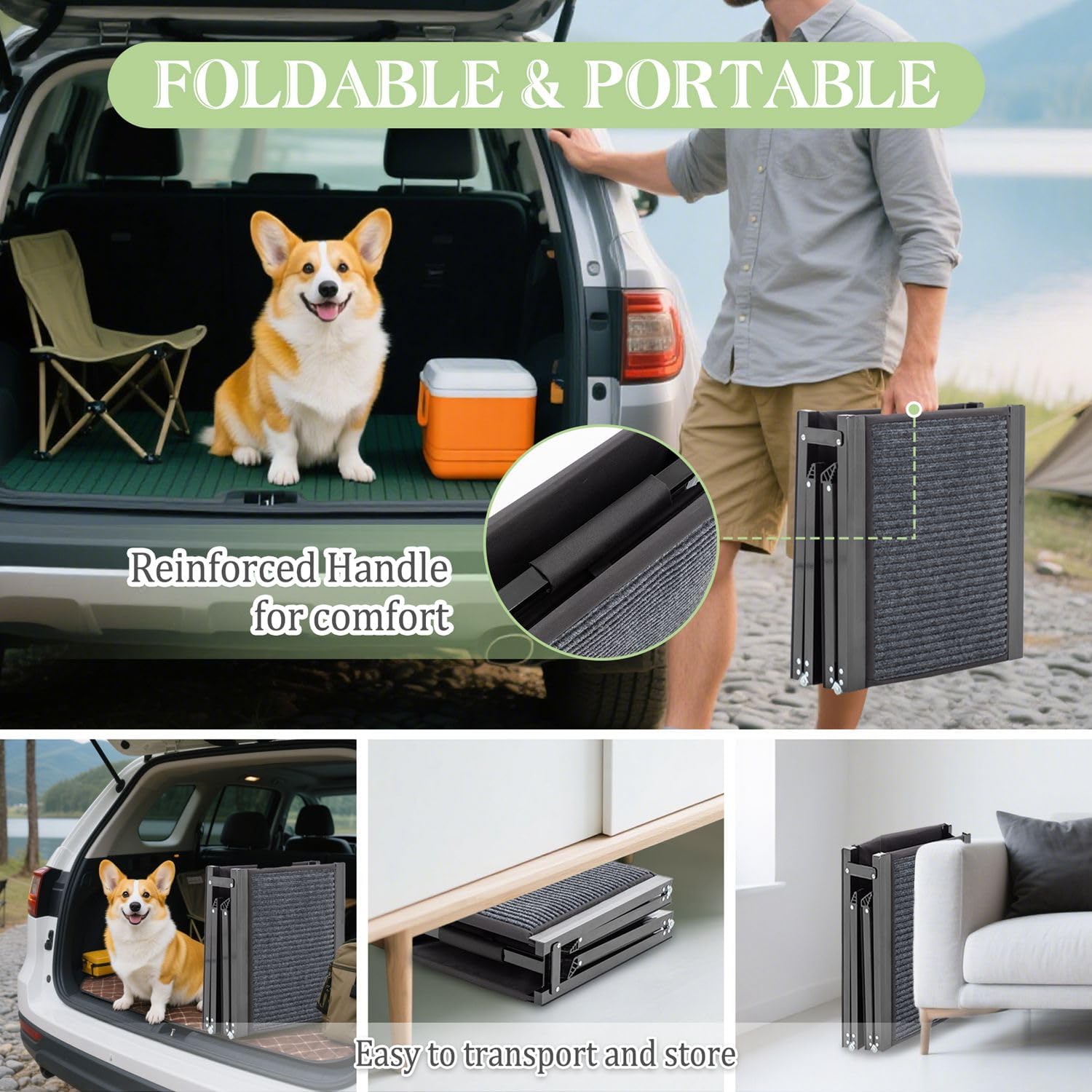 Detalle de PawHaven folding dog ramp 170x44cm