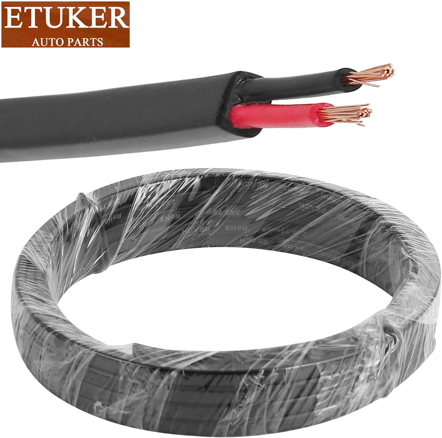 Detalle de ETUKER Fahrzeugkabel 2-adrig 5 m, 2x0,75 mm² – Anhänger- und Fahrzeugleitung