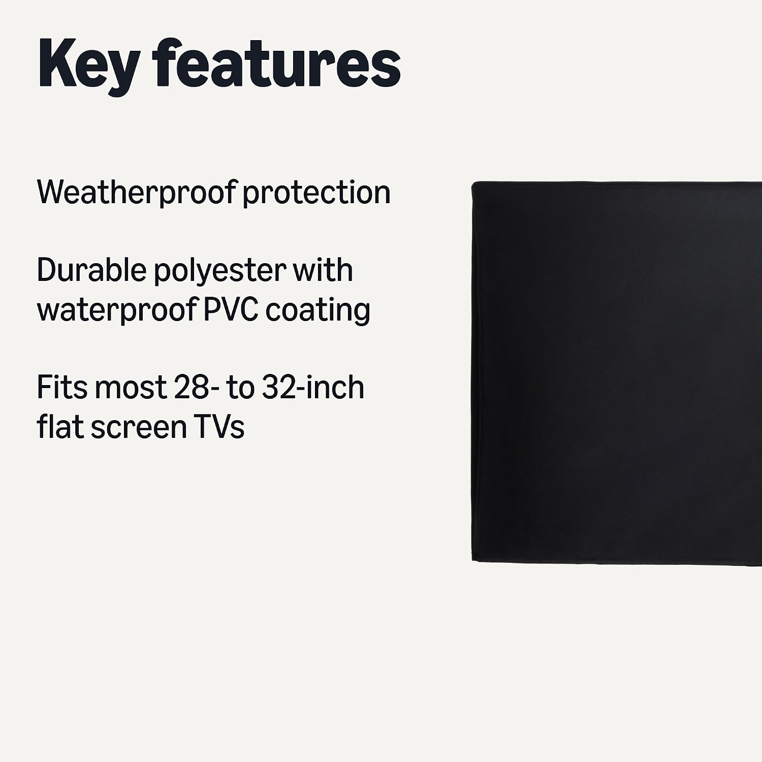 Detalle 2 de Amazon Basics Waterproof Outdoor TV Cover for 28–32 inch Flat-Screen TVs (72.6 x 12.7 x 47.8 cm) – Black
