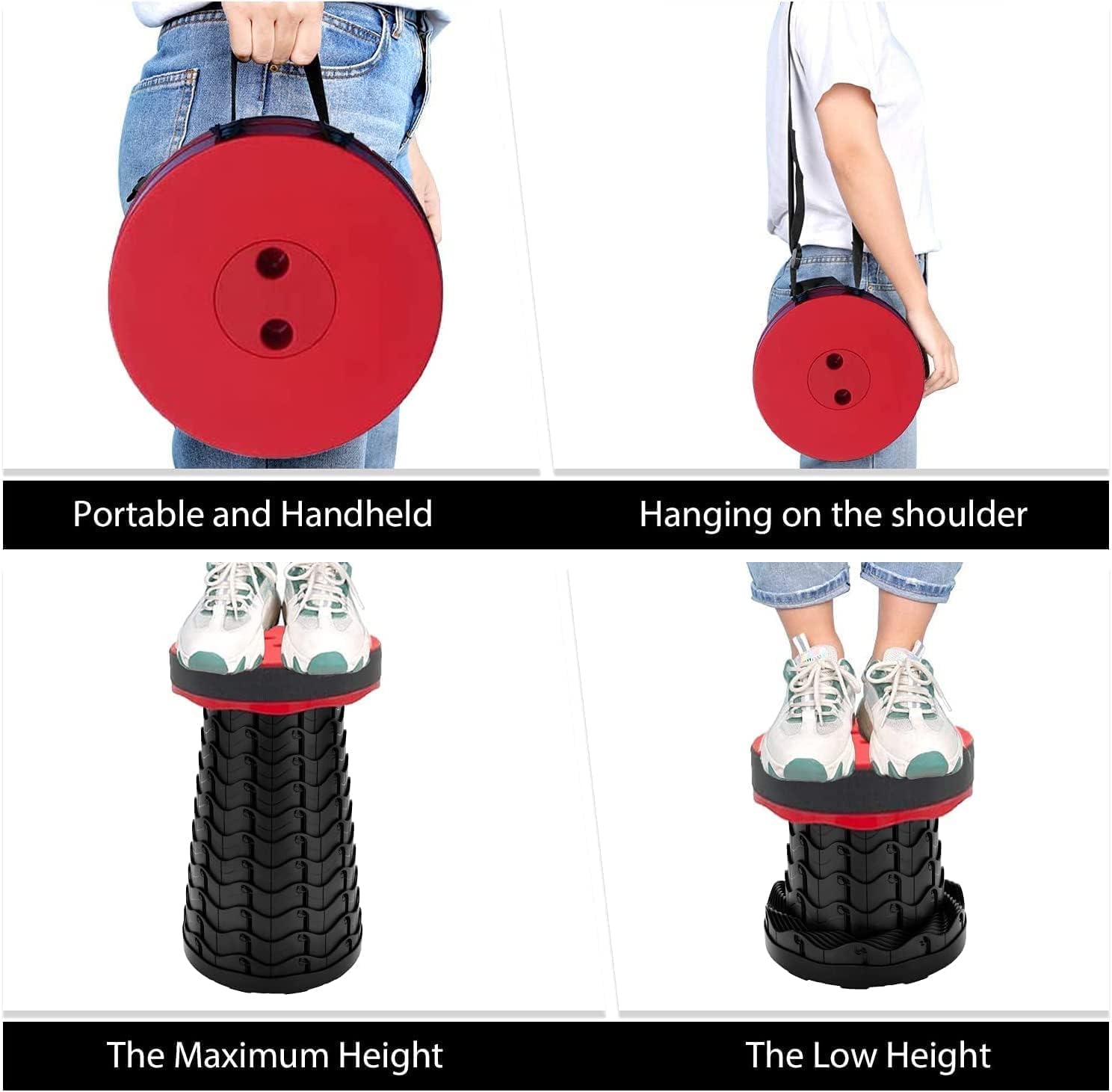Thumbnail 6 de LUXJET Portable Folding Stool for Camping Outdoor (Red) – Max Load 396 lbs