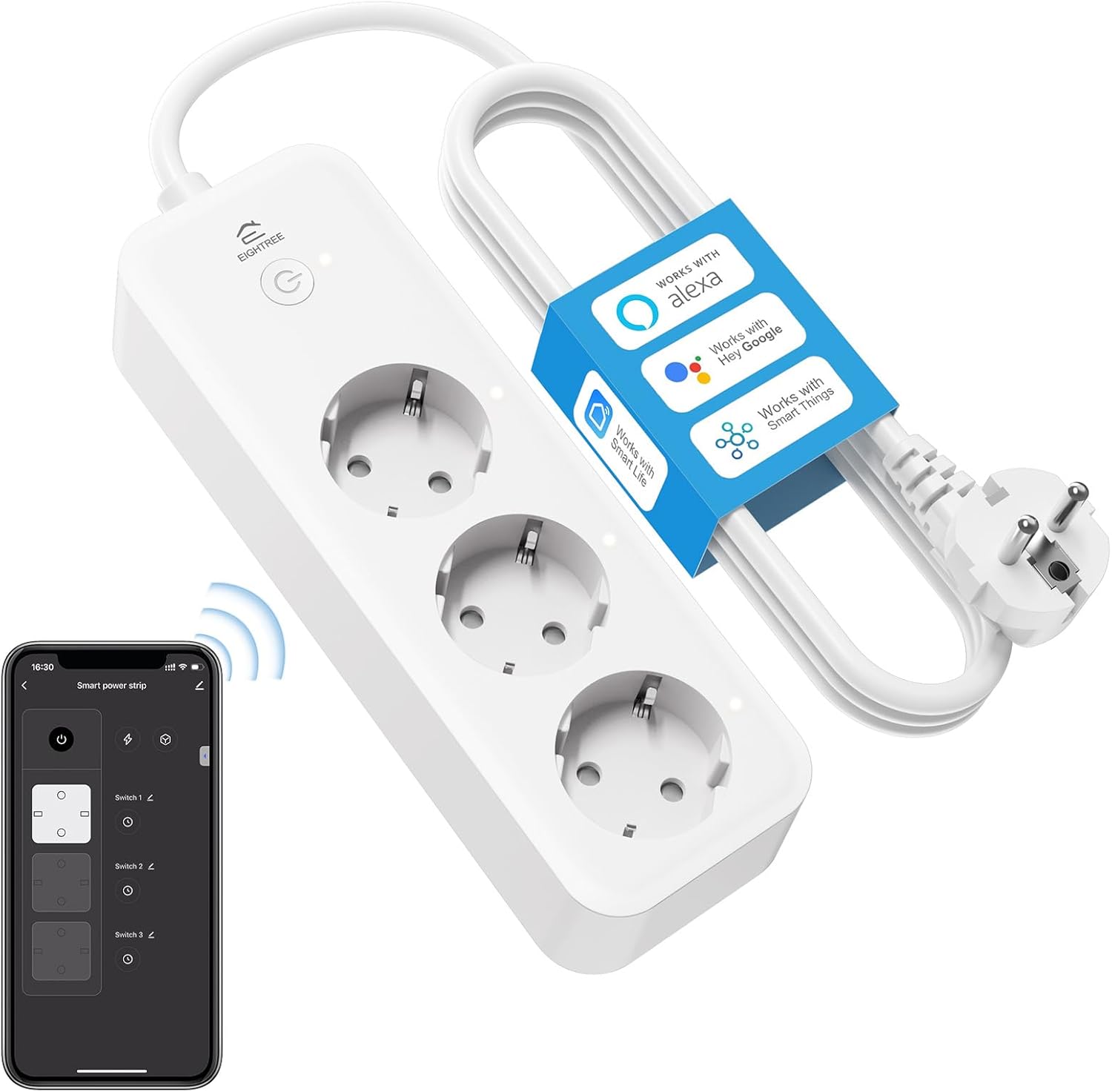 Detalle de Eightree Smart WLAN Steckdosenleiste 3x AC