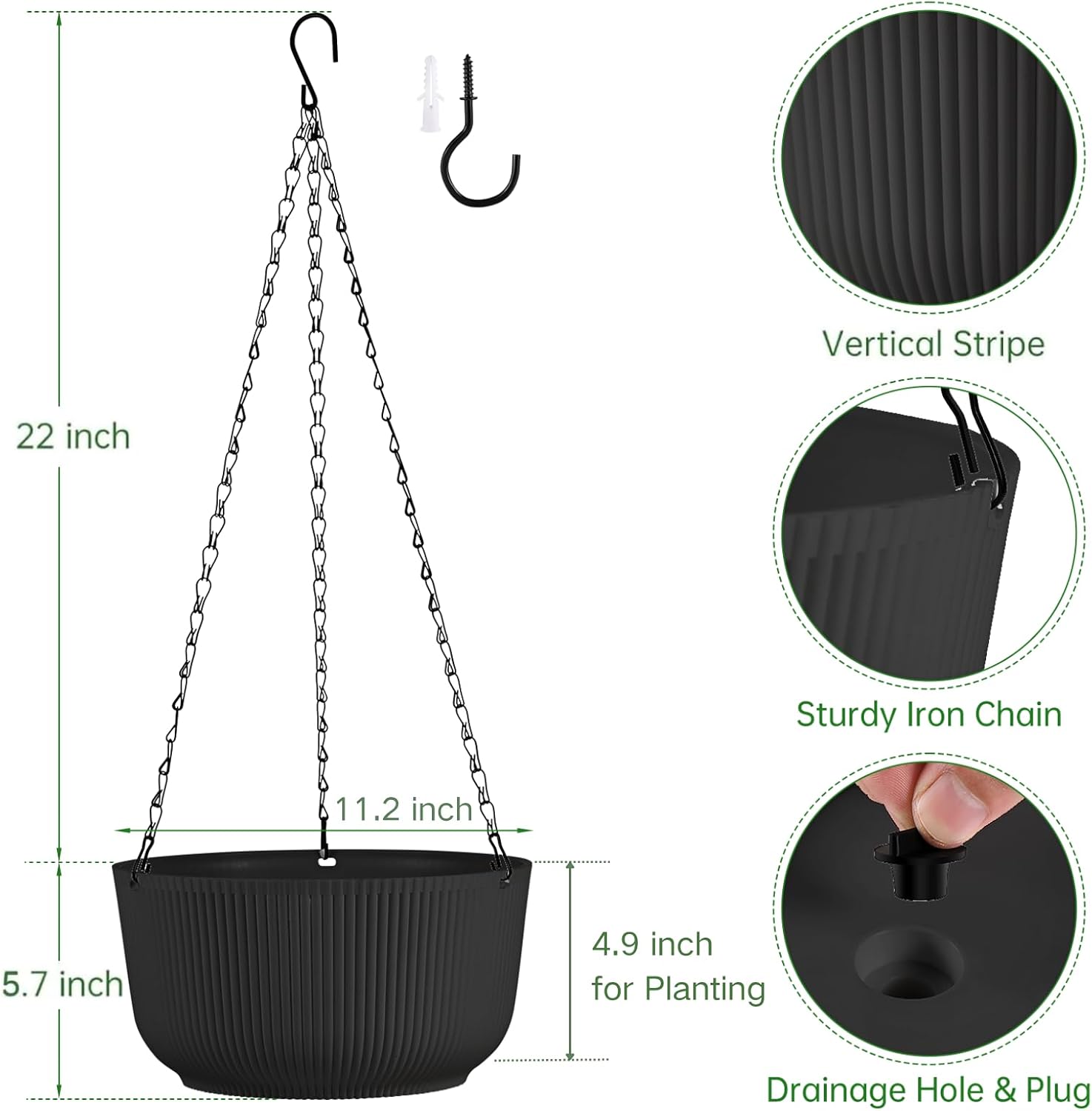Detalle 2 de Kvetto Hanging Planters, 12-Inch