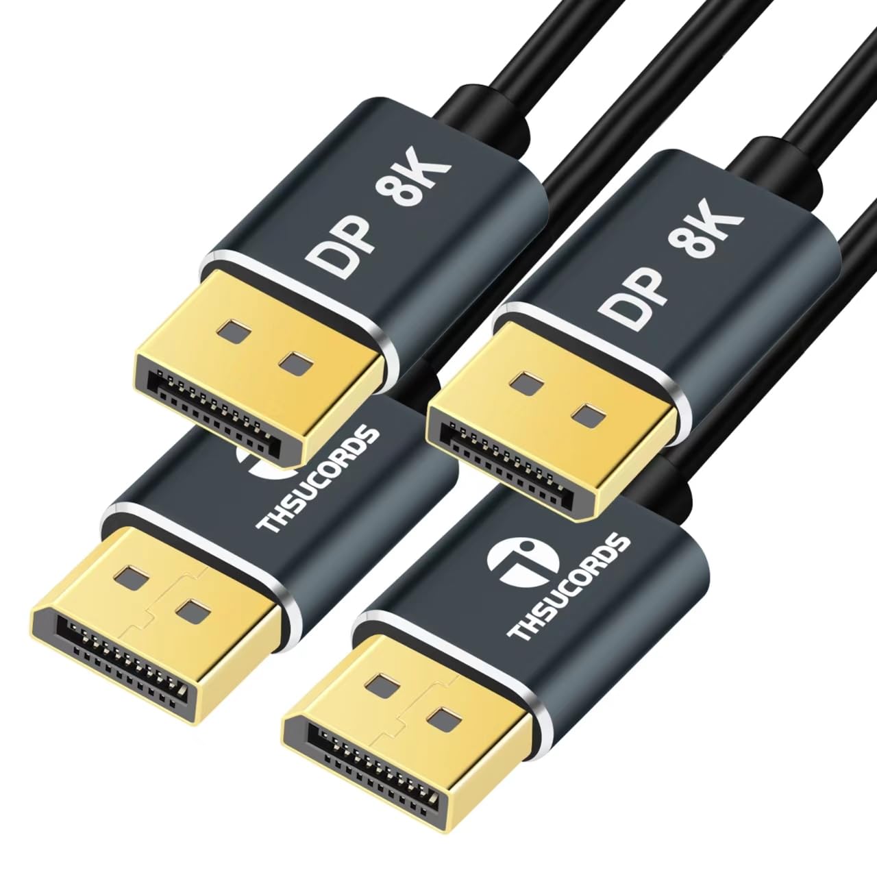 Detalle de Thsucords DisplayPort Cable 5M 2-Pack – Ultra Slim DP 1.4, 8K/4K Compatible, 32.4Gbps