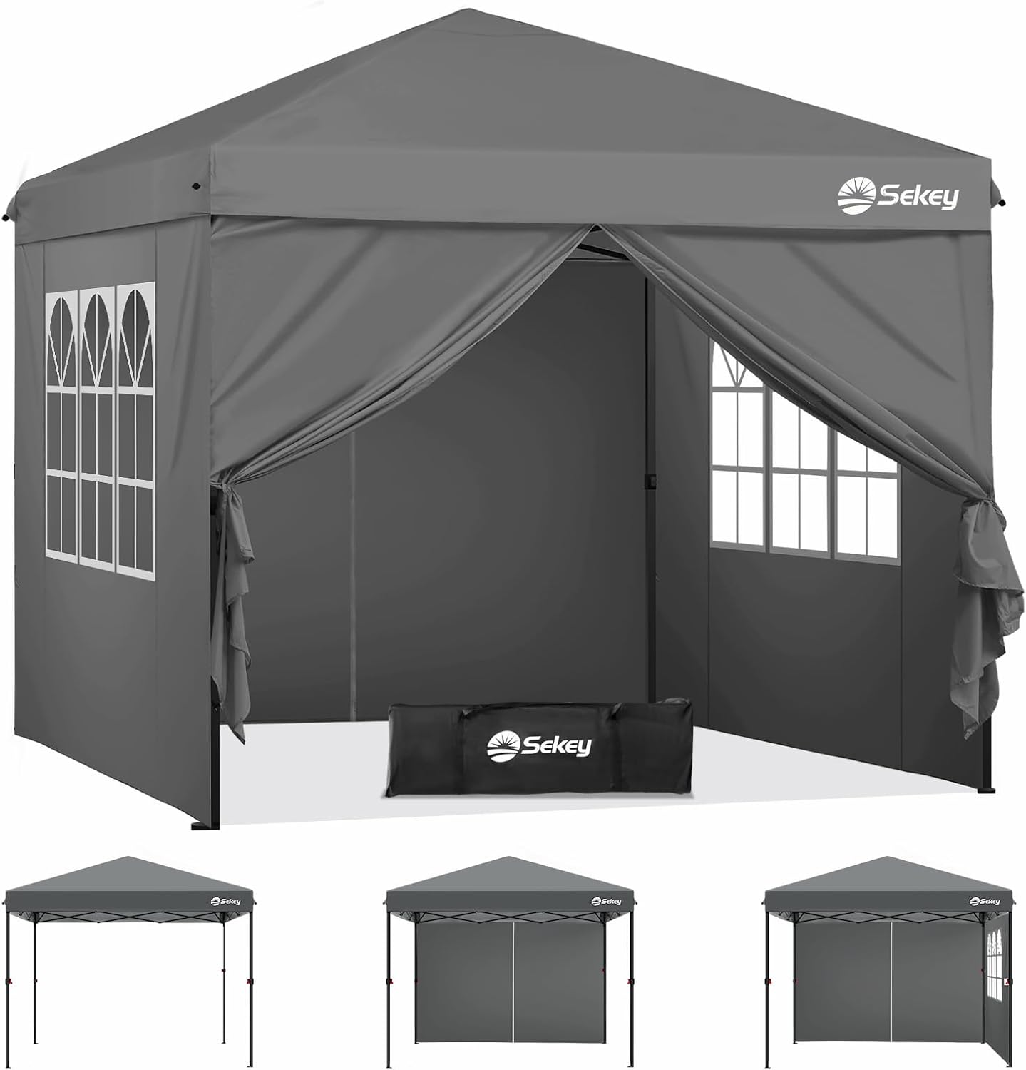 Sekey Pop Up Pavillon 3x3: Wasserdicht, stabil und flexibel – Premium Serie Anthrazit