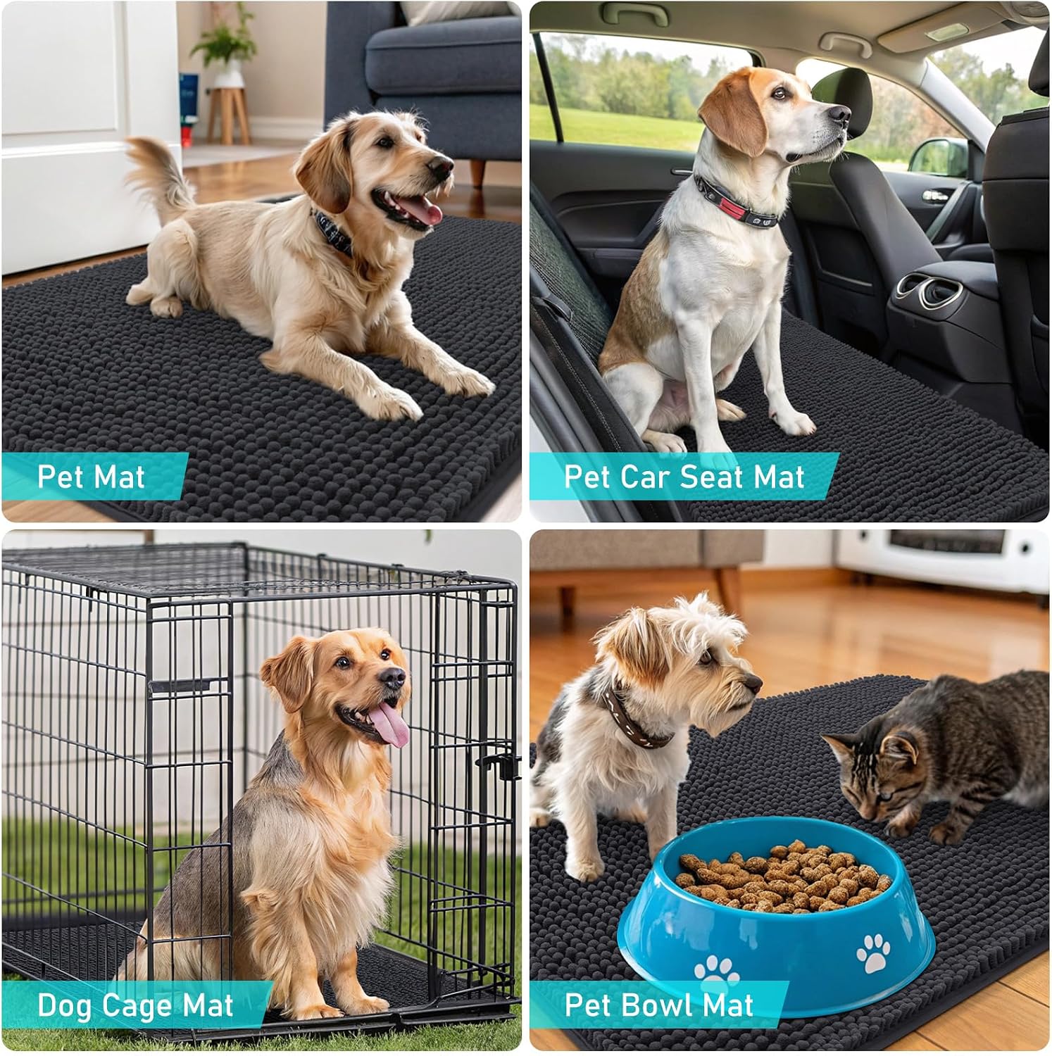Thumbnail 6 de OLANLY Dog Door Mat — 48 x 30 inches, Deep Gray, Absorbs Moisture and Mud with Non-Slip Backing