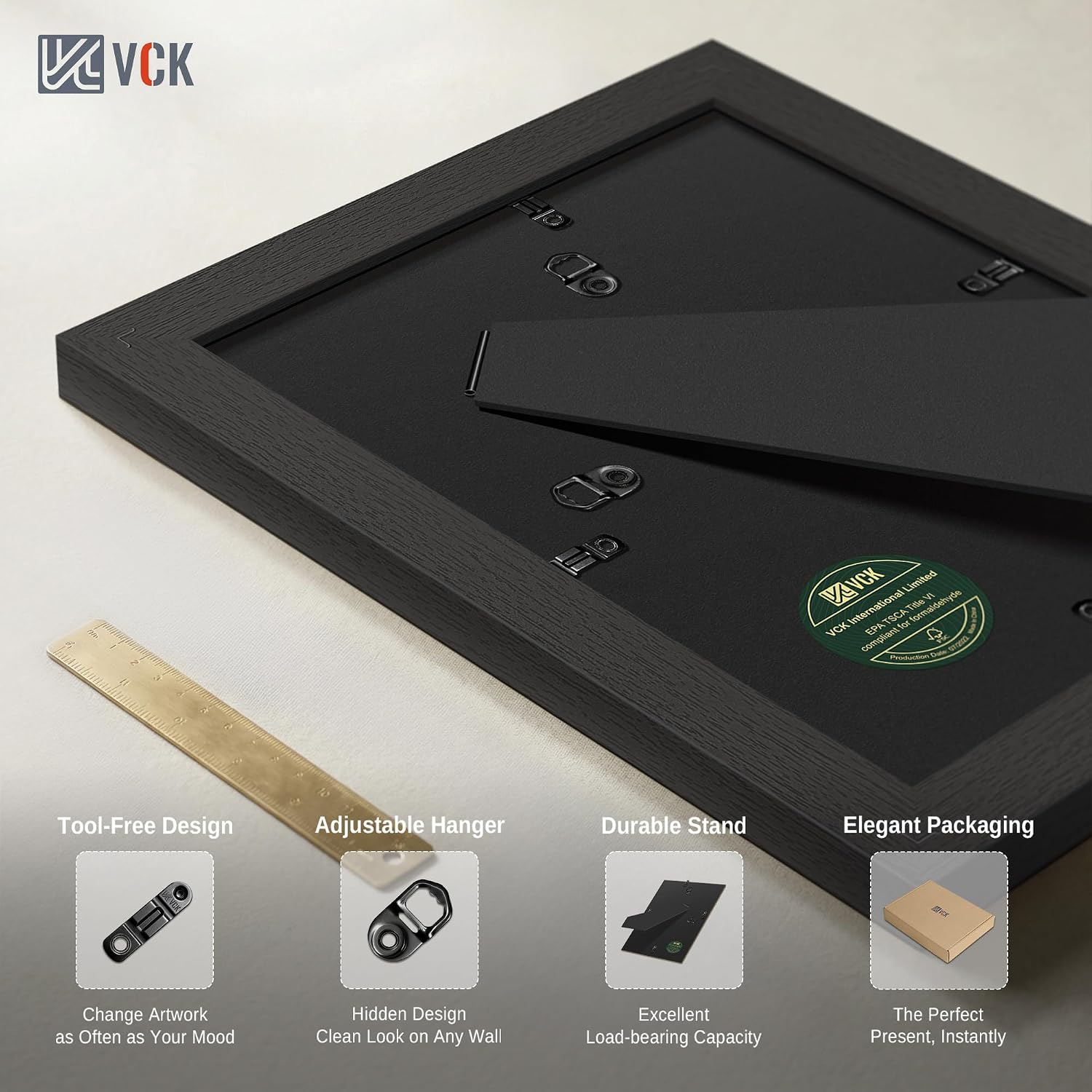 Thumbnail 2 de VCK 8x10 Picture Frame Set of 5 – Versatile Black Frames for 5x7 or 8x10 Displays