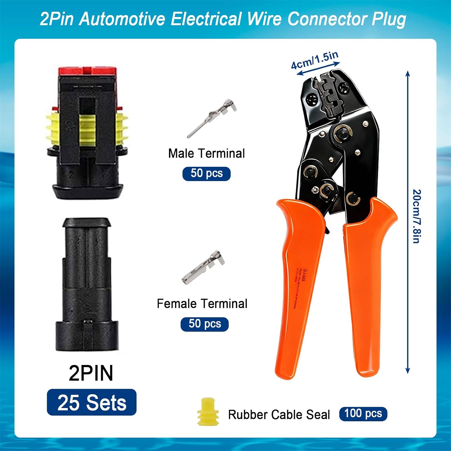 Detalle 2 de Seamaka 2-Pin Automotive Connector Kit, 22-16 AWG