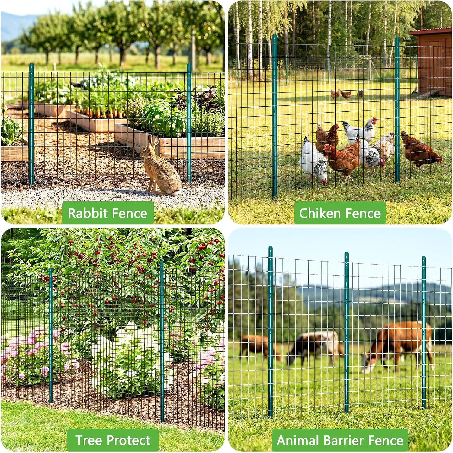 Detalle 2 de Thealyn 7 ft (213 cm) U fence posts, pack of 10 – galvanised steel for 5 ft wire fence mesh