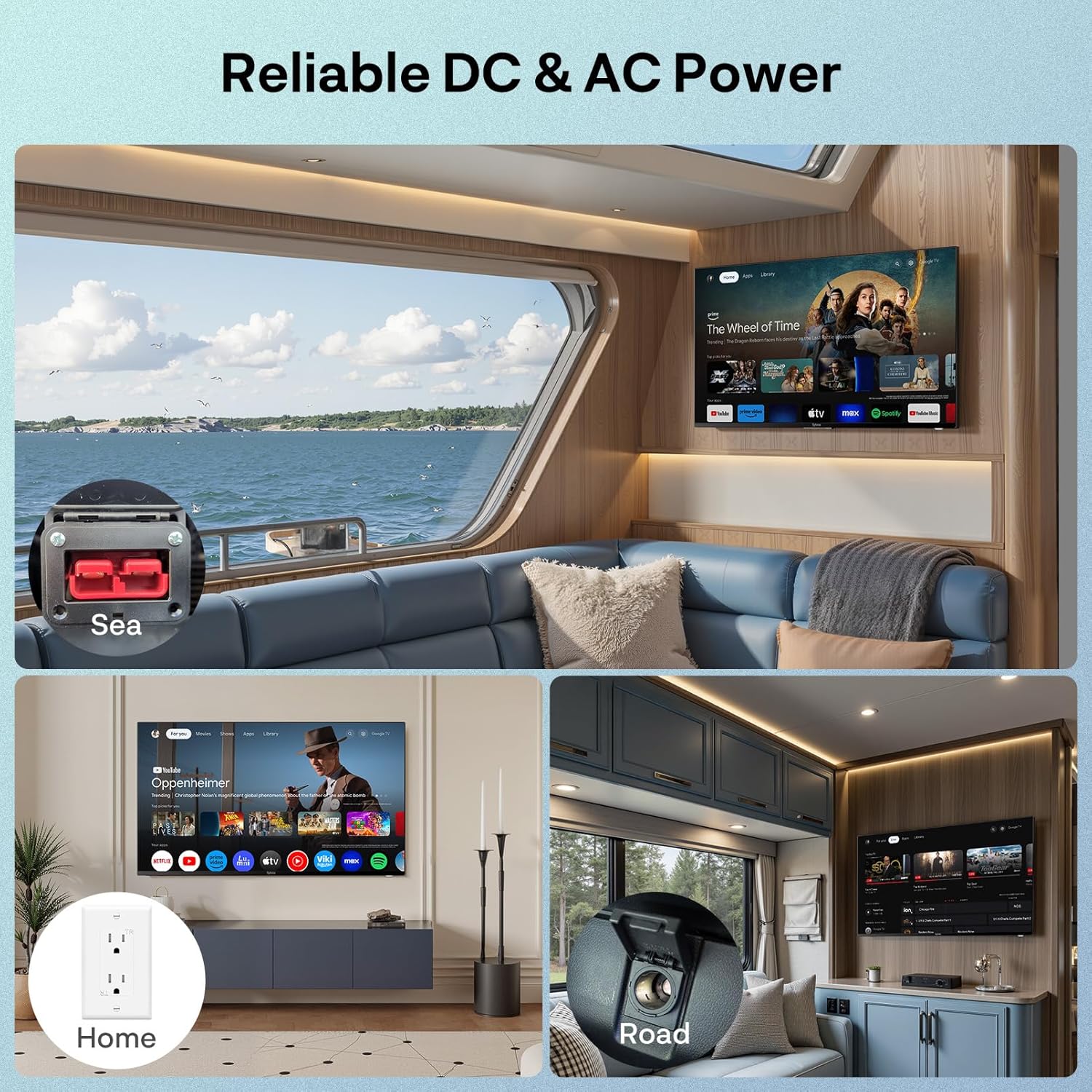 Detalle 1 de SYLVOX 40-inch RV TV with Google TV (1080P FHD) for 12V/24V DC & 110-240V AC, Marine Series