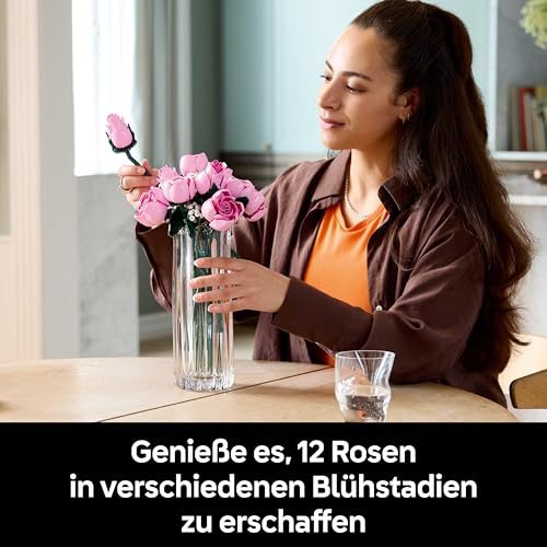 Detalle de LEGO Botanicals Rosa Rosenstrauß 10374 – Kunstblumen DIY-Deko für Erwachsene