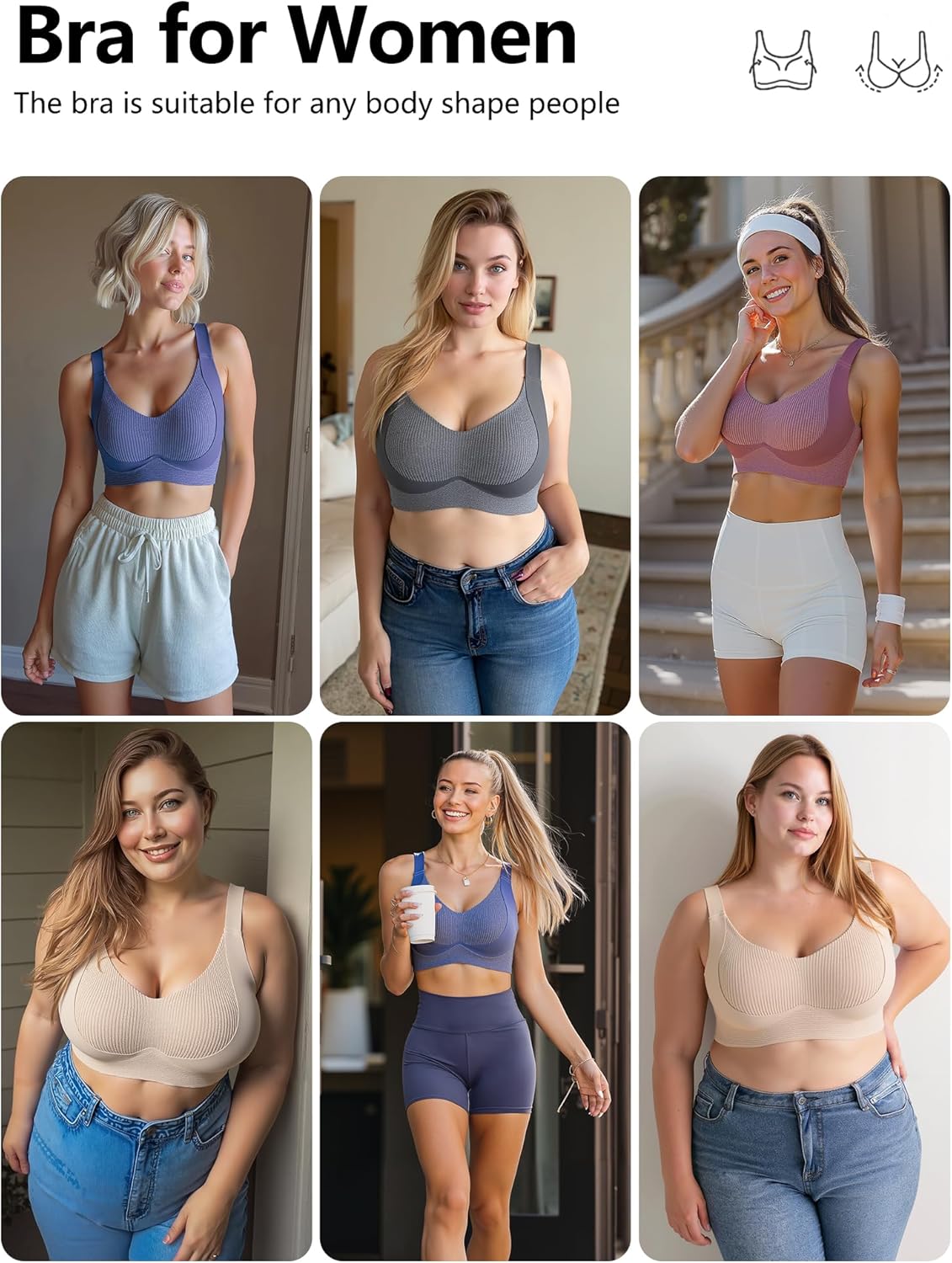 Thumbnail 1 de Xcutting Womens Seamless Wireless Supportive T-Shirt Bra (Plus Size) with Push-Up Comfort & Full Coverage