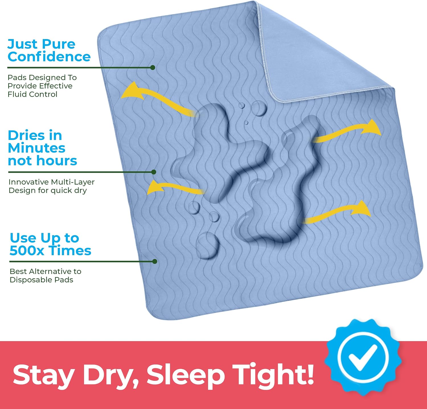 Detalle de Utopia Bedding UB1187 Washable Bed Pads, 34 x 36 in, Waterproof, 4-Pack