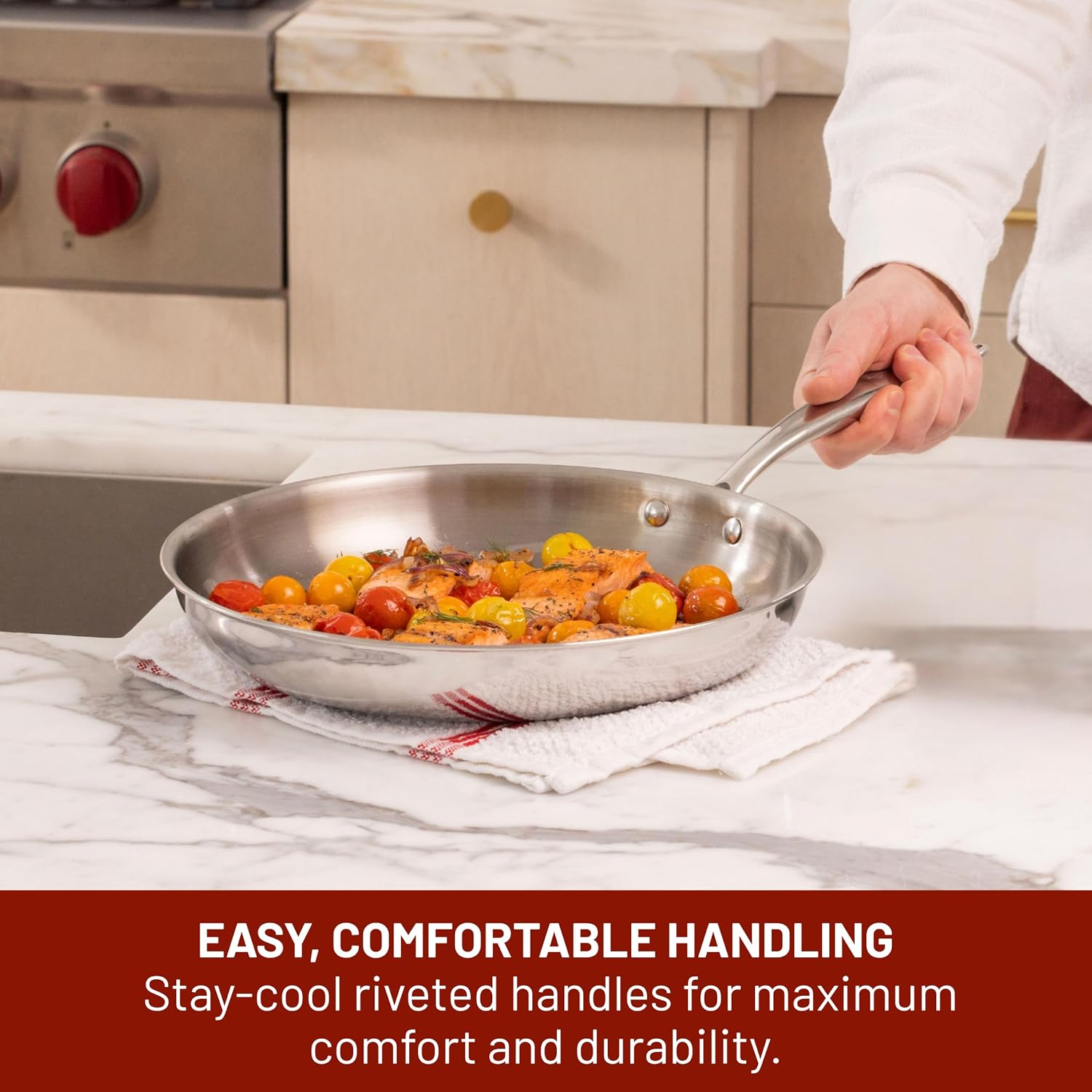 Detalle de Lagostina Forte 2100103838 12-Piece Tri-Ply Stainless Steel Cookware Set
