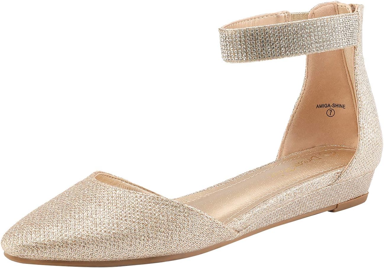 Detalle de DREAM PAIRS Women's Low Wedge Ankle Strap Flats 👠