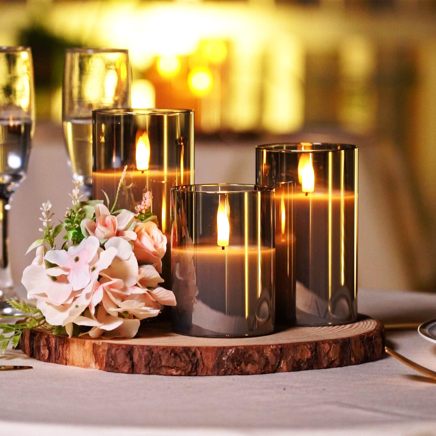 Detalle 2 de Homemory LED pillar candles, 3 pack