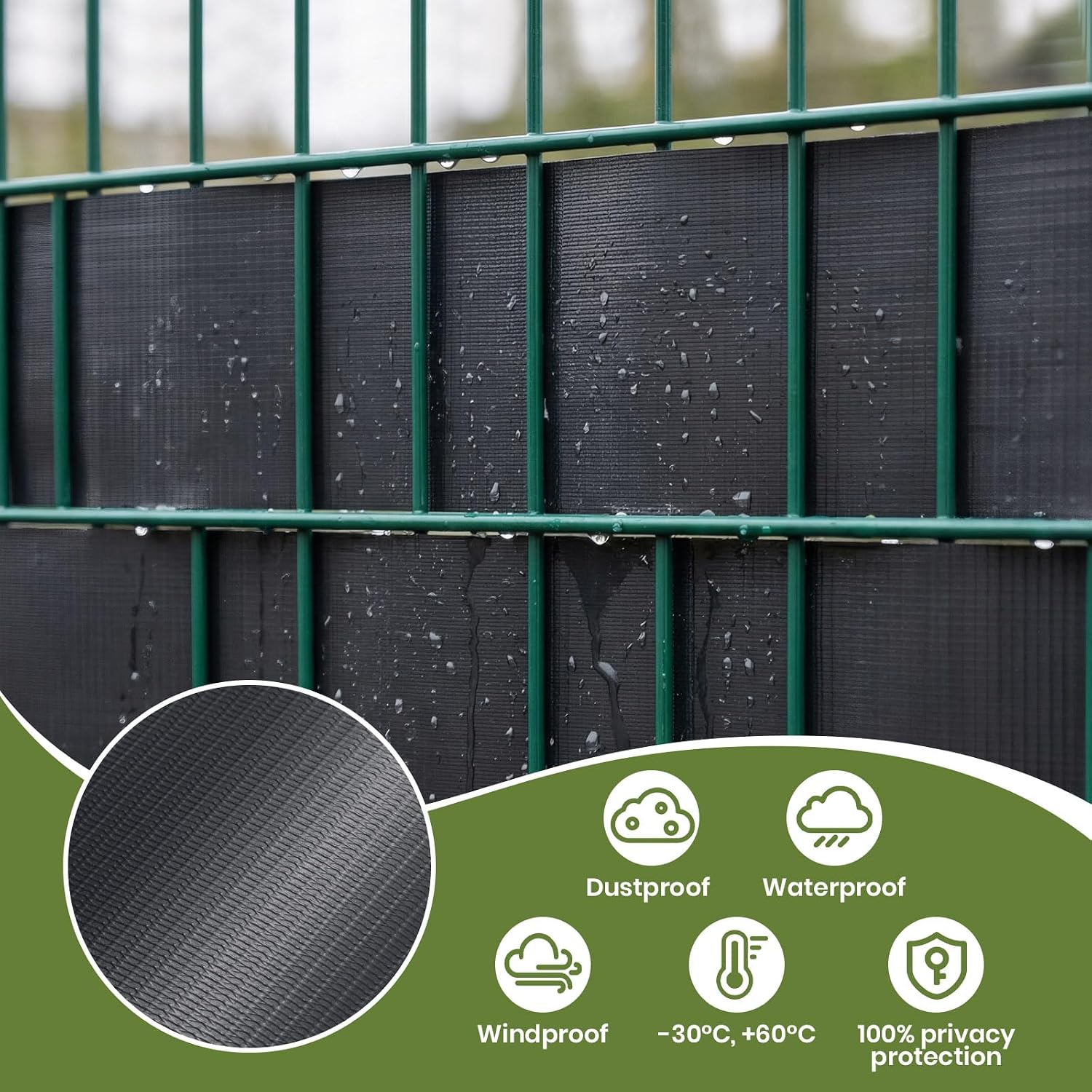 Detalle de Velway Strisce Frangivista in PVC per Recinzione a Doppi Picchetto – 50 m x 19 cm, 450 g/m², Anti-UV, Impermeabile e Antistrappo