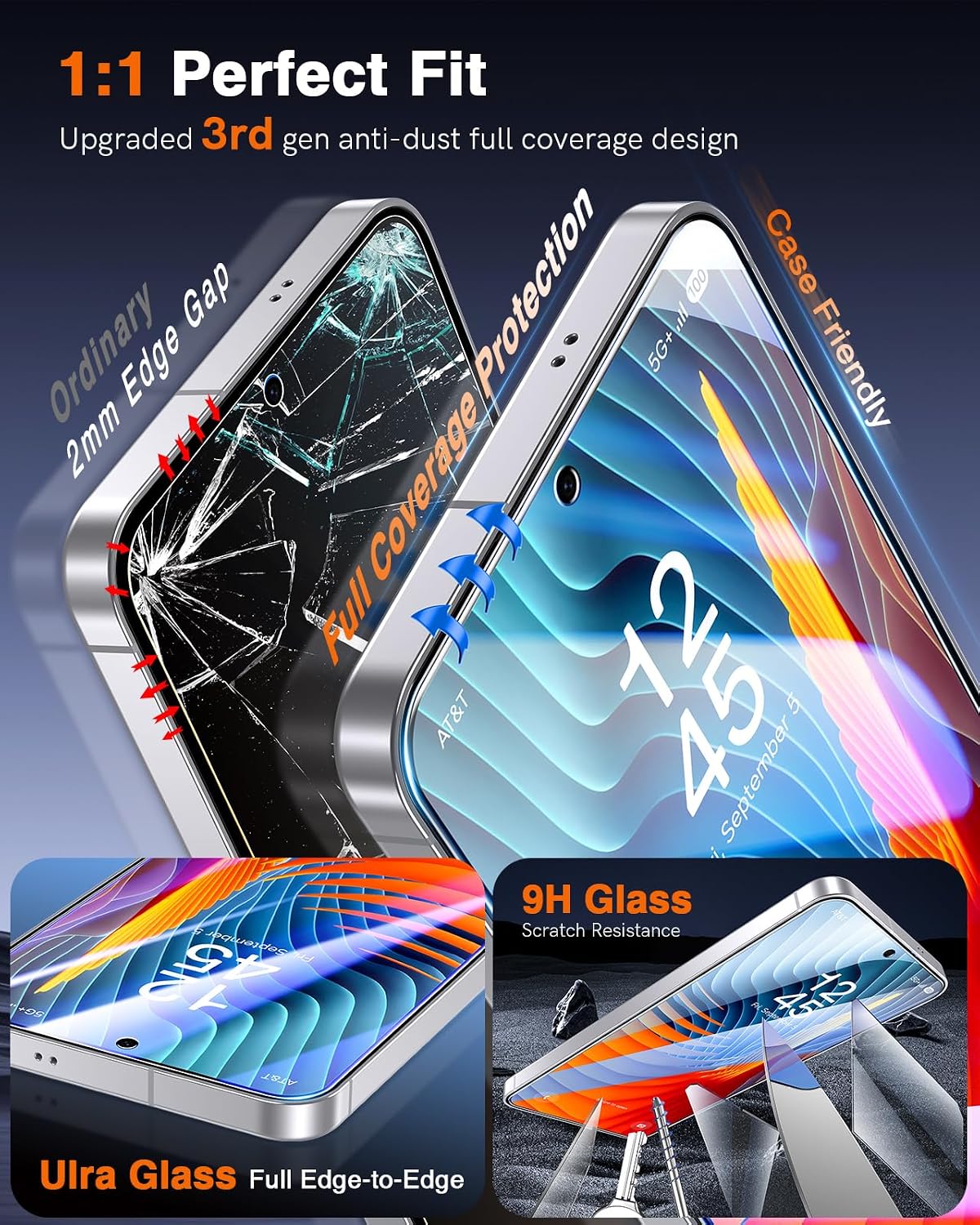 Detalle de LK Samsung Galaxy S26 FE Tempered Glass Screen Protector, 2-Pack