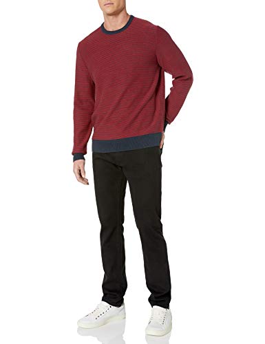 Detalle 2 de Amazon Essentials Maglione Girocollo da Uomo - Blu Navy Rosso Mini Strisce, XXL (Big & Tall)