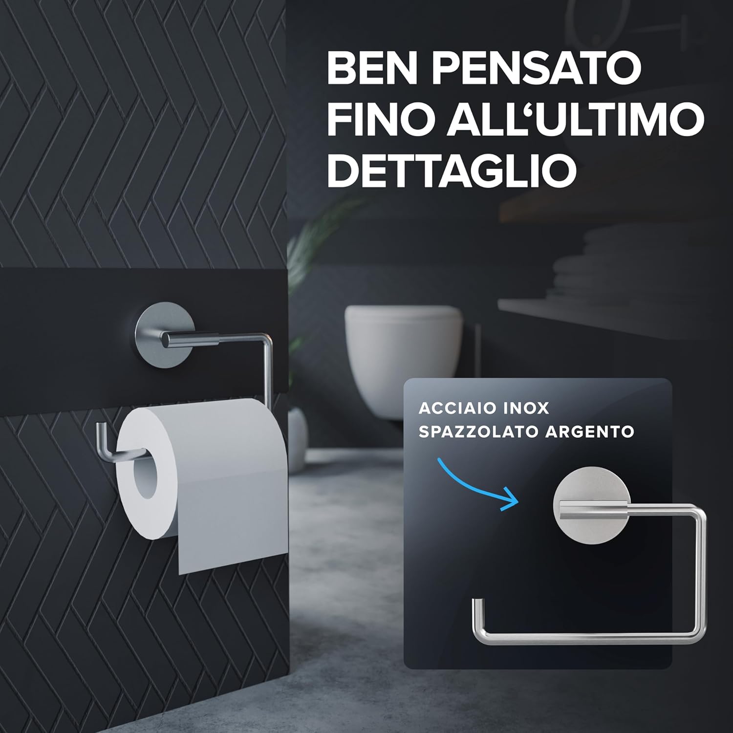 Thumbnail 4 de Portarotolo Sejero per foratura argento in acciaio inox – Portarotolo elegante e pratico