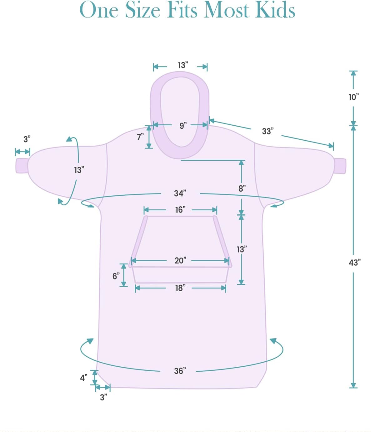 Thumbnail 6 de Topblan Kids Wearable Blanket Hoodie, Flannel and Sherpa, Purple Pony