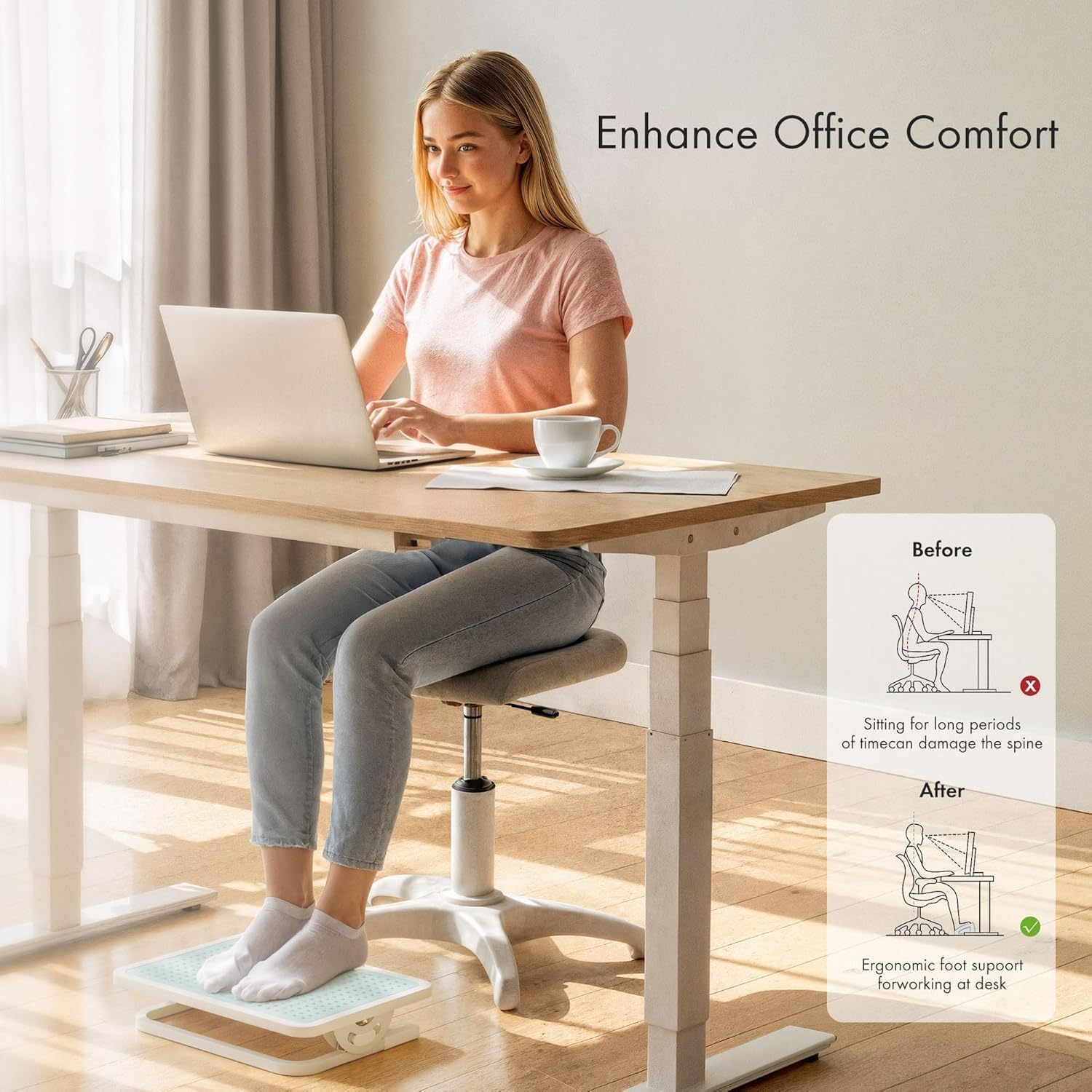 Thumbnail 3 de EUREKA ERGONOMIC Foot Rest Under Desk — Adjustable, Massage Surface, Metal Frame (Blue)