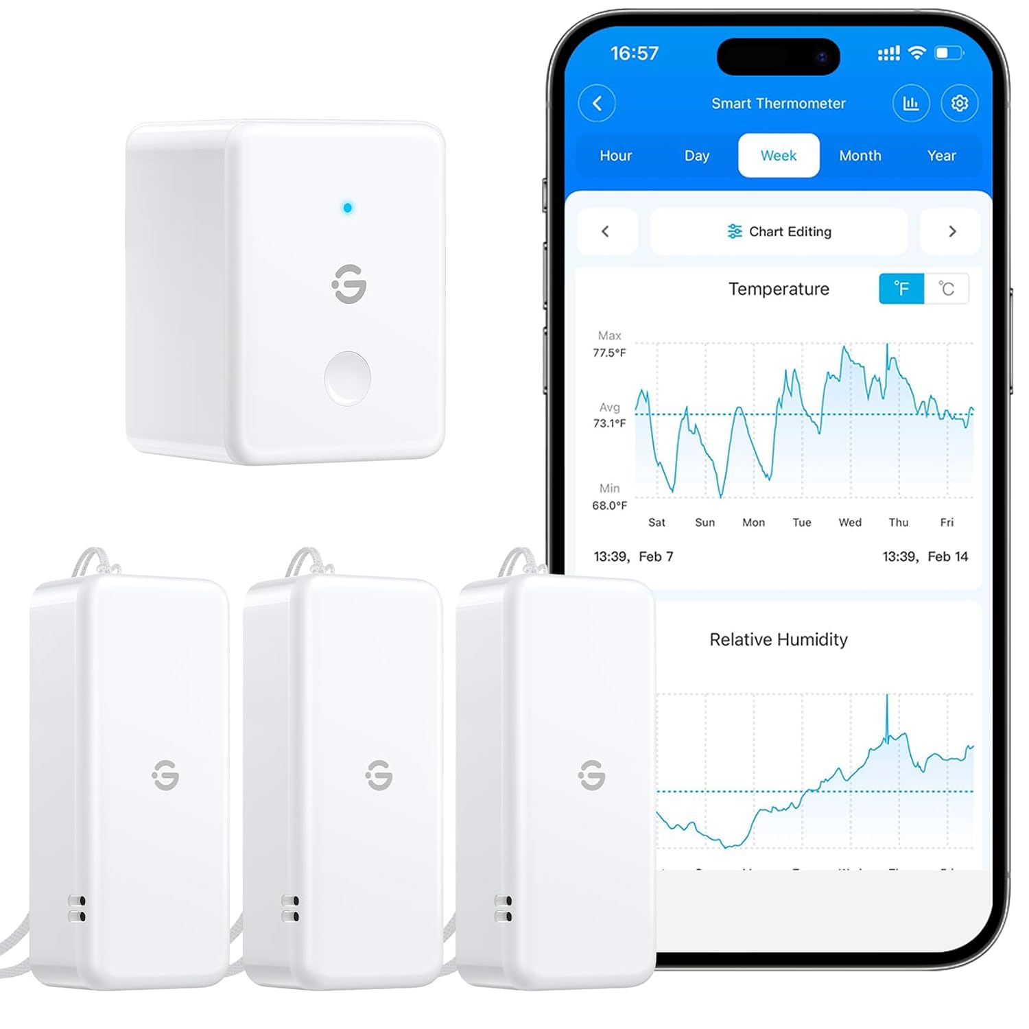 Detalle de GoveeLife WiFi Thermometer Hygrometer 3Pack
