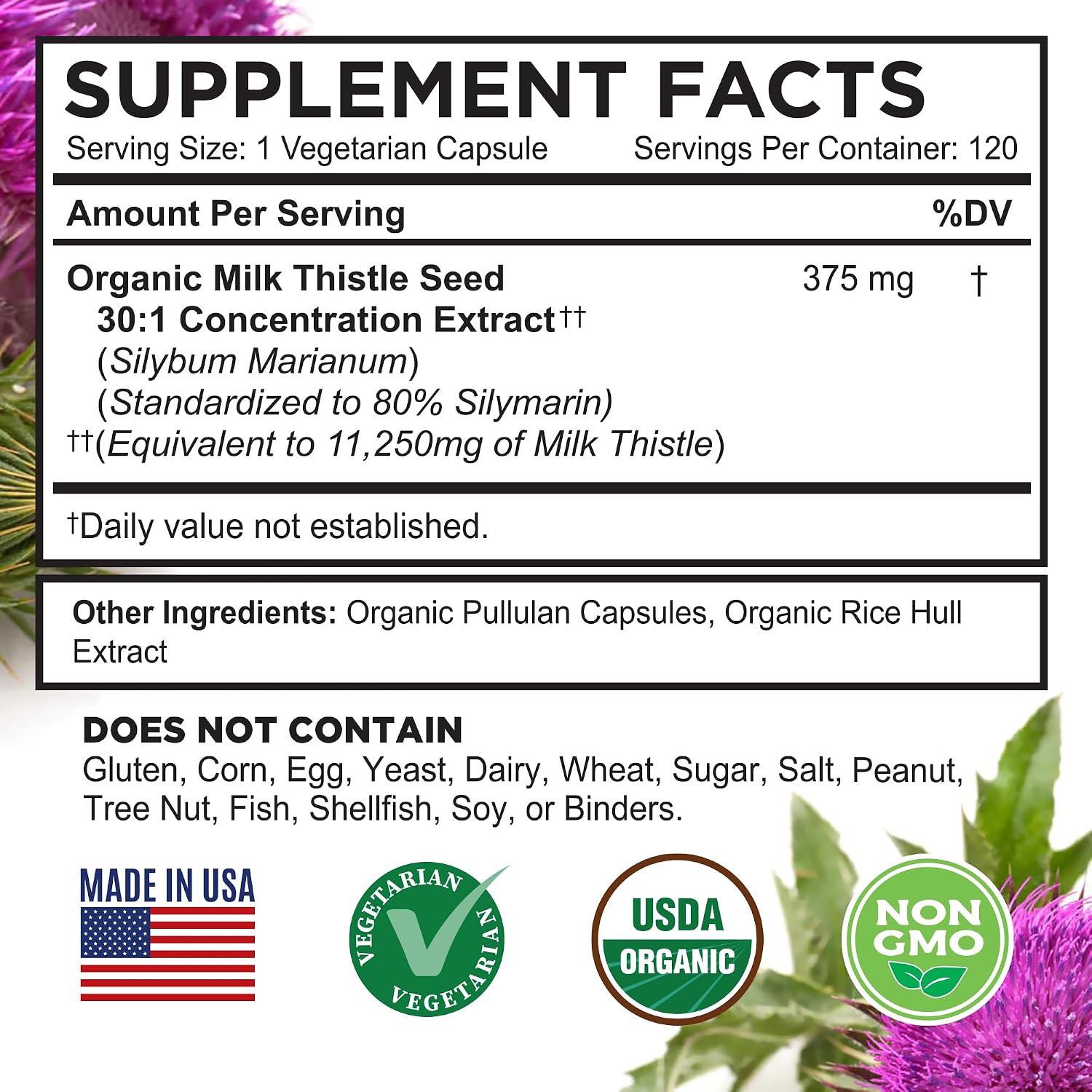 Detalle 1 de FarmHaven B19030007-01-2004 Organic Milk Thistle Capsules, 30:1 Extract