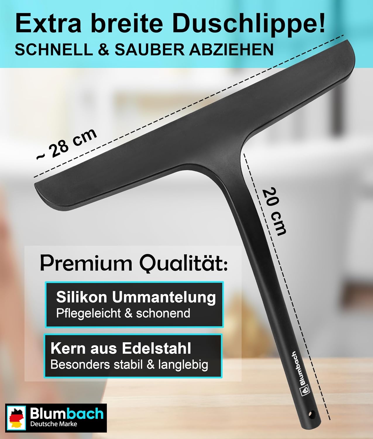 Detalle de BLUMBACH Duschabzieher 28 cm schwarz